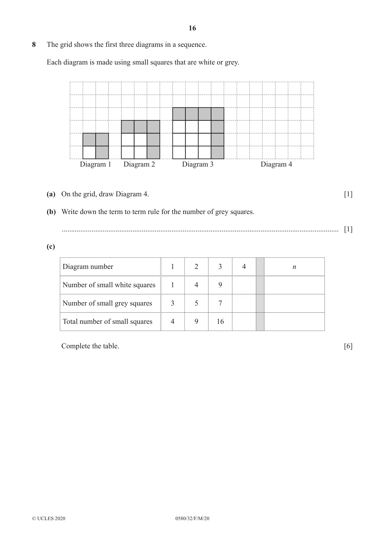 Cambridge IGCSE Mathematics 0580 2020 Feb/March Paper 3 · Variant 2 question paper, page 16 of 20
