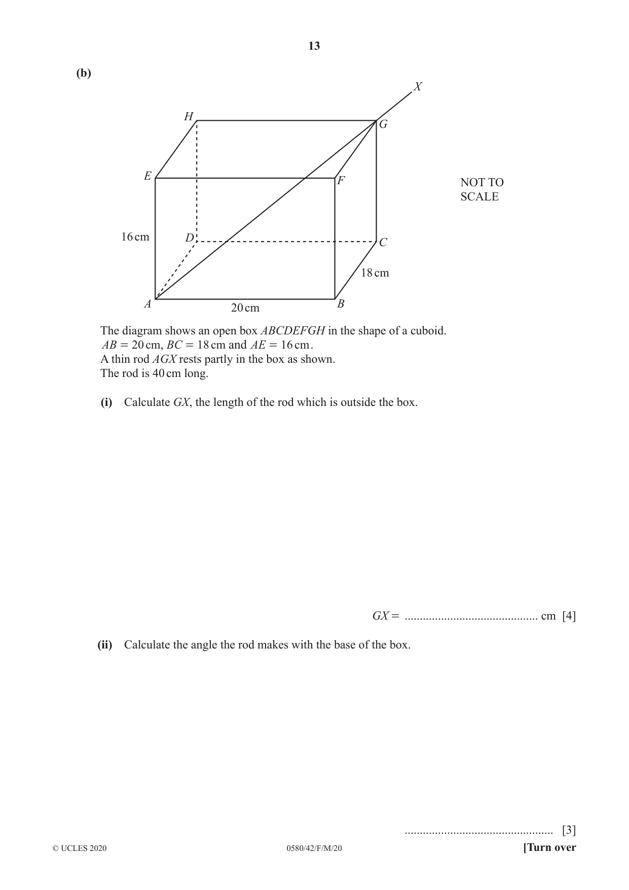Cambridge IGCSE Mathematics 0580 2020 Feb/March Paper 4 · Variant 2 question paper, page 13 of 20