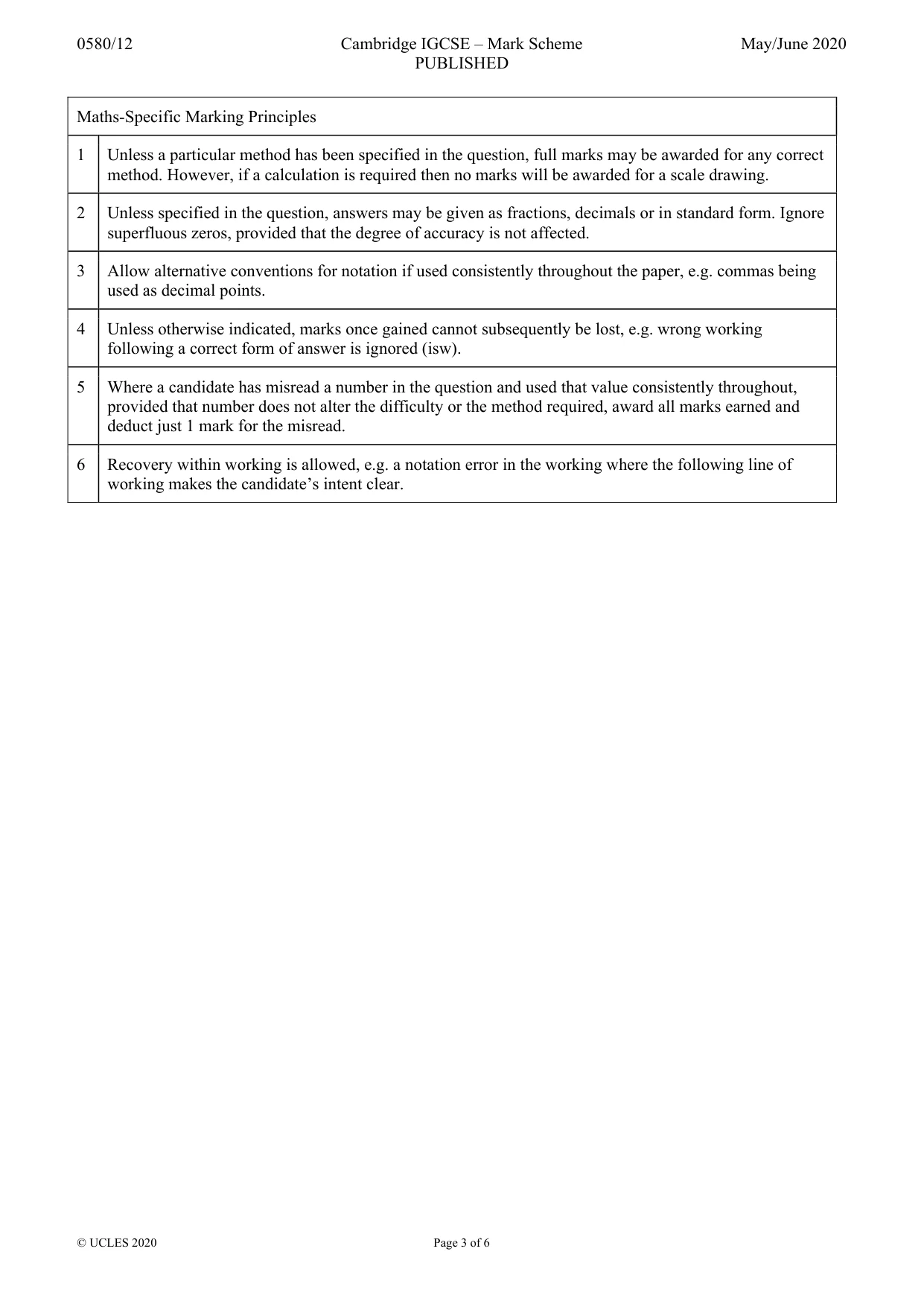 Mark scheme, page 3 of 6