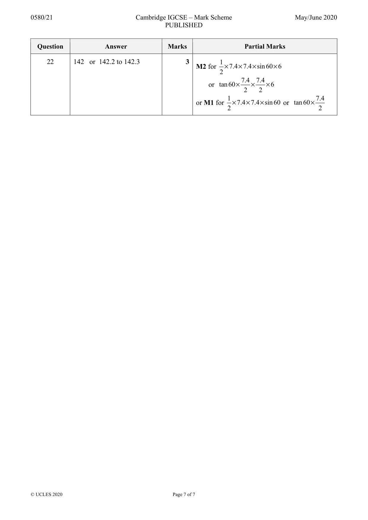 Mark scheme, page 7 of 7