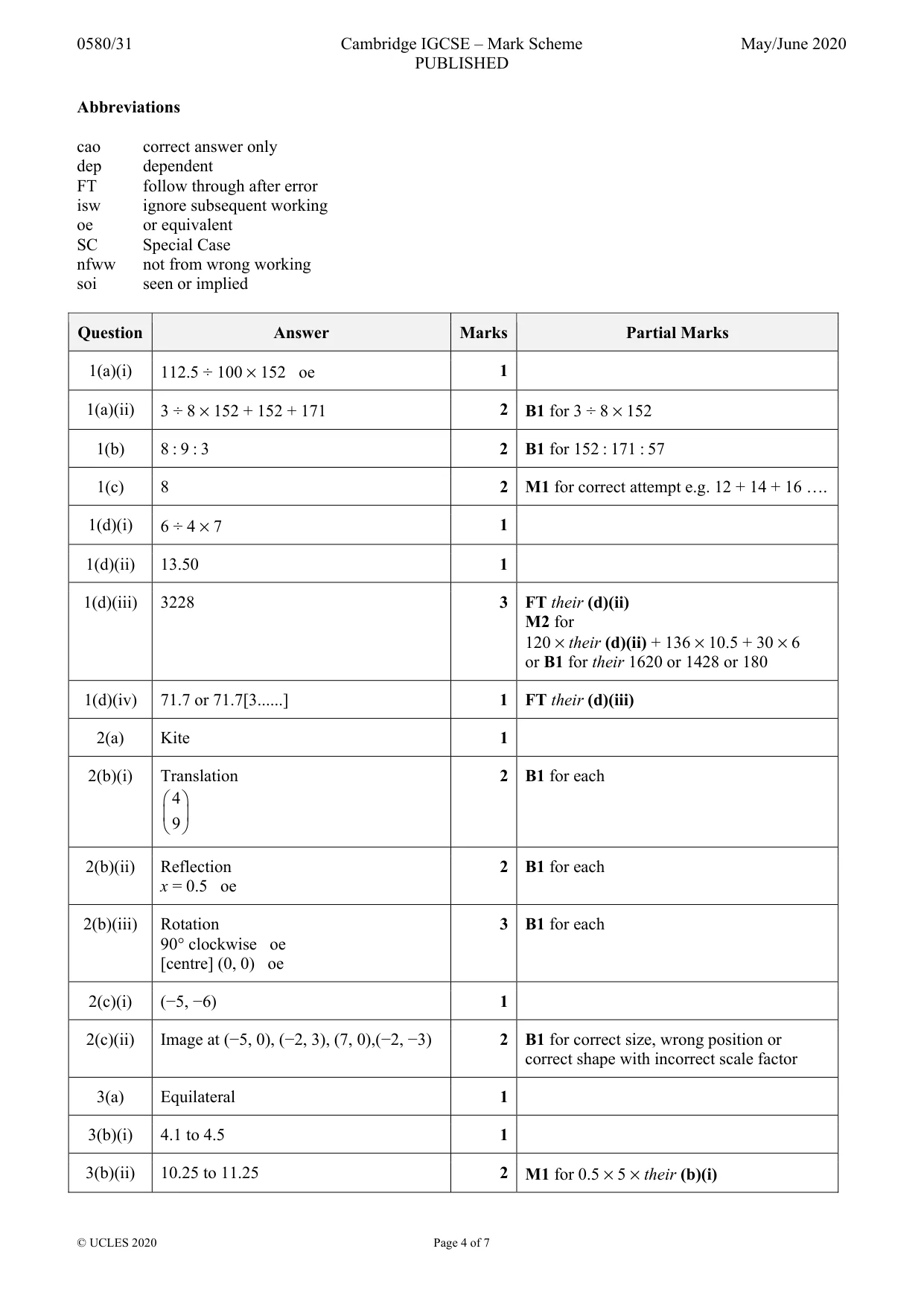 Mark scheme, page 4 of 7