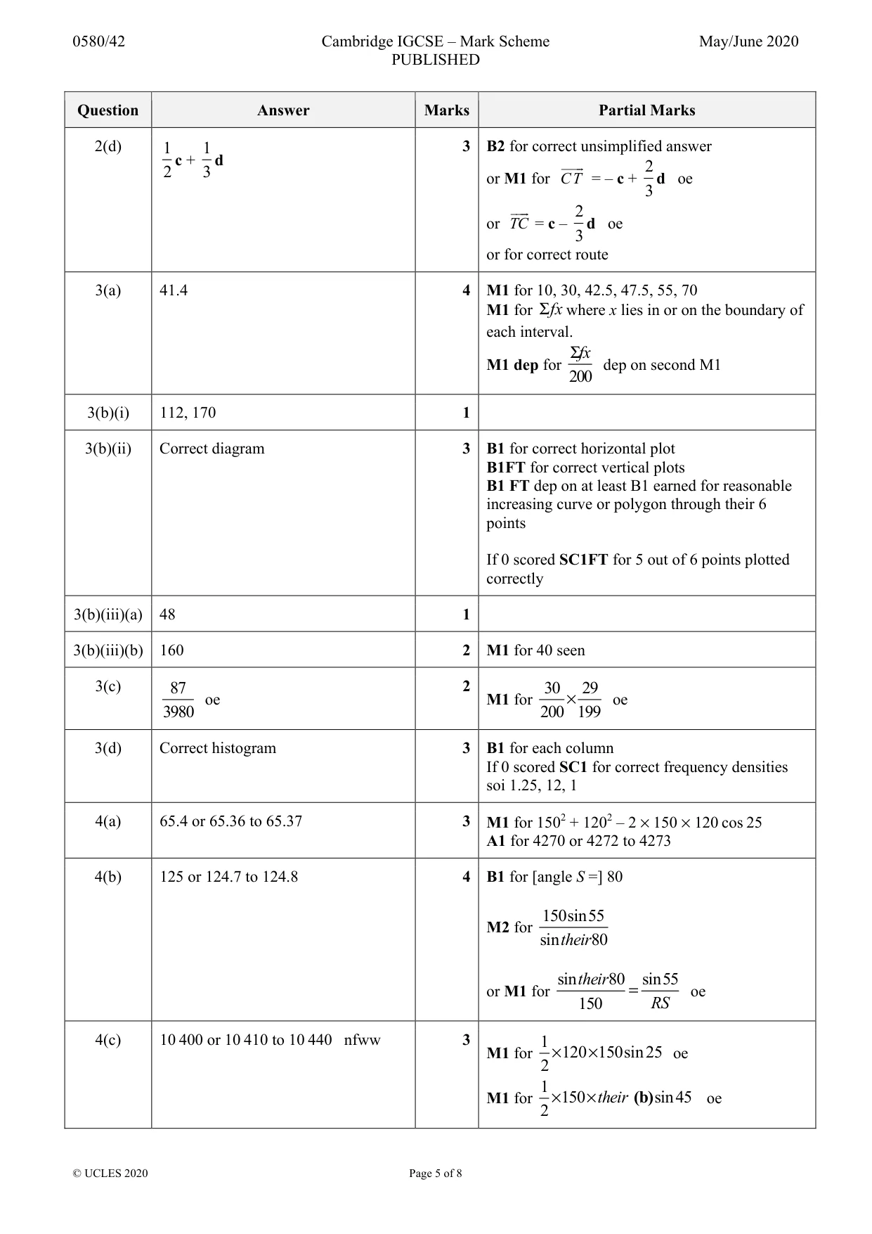 Mark scheme, page 5 of 8