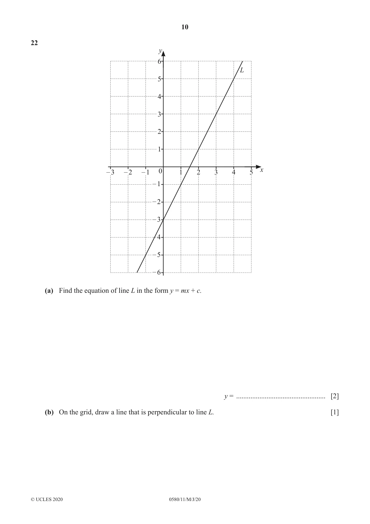 Cambridge IGCSE Mathematics 0580 2020 May/June Paper 1 · Variant 1 question paper, page 10 of 12