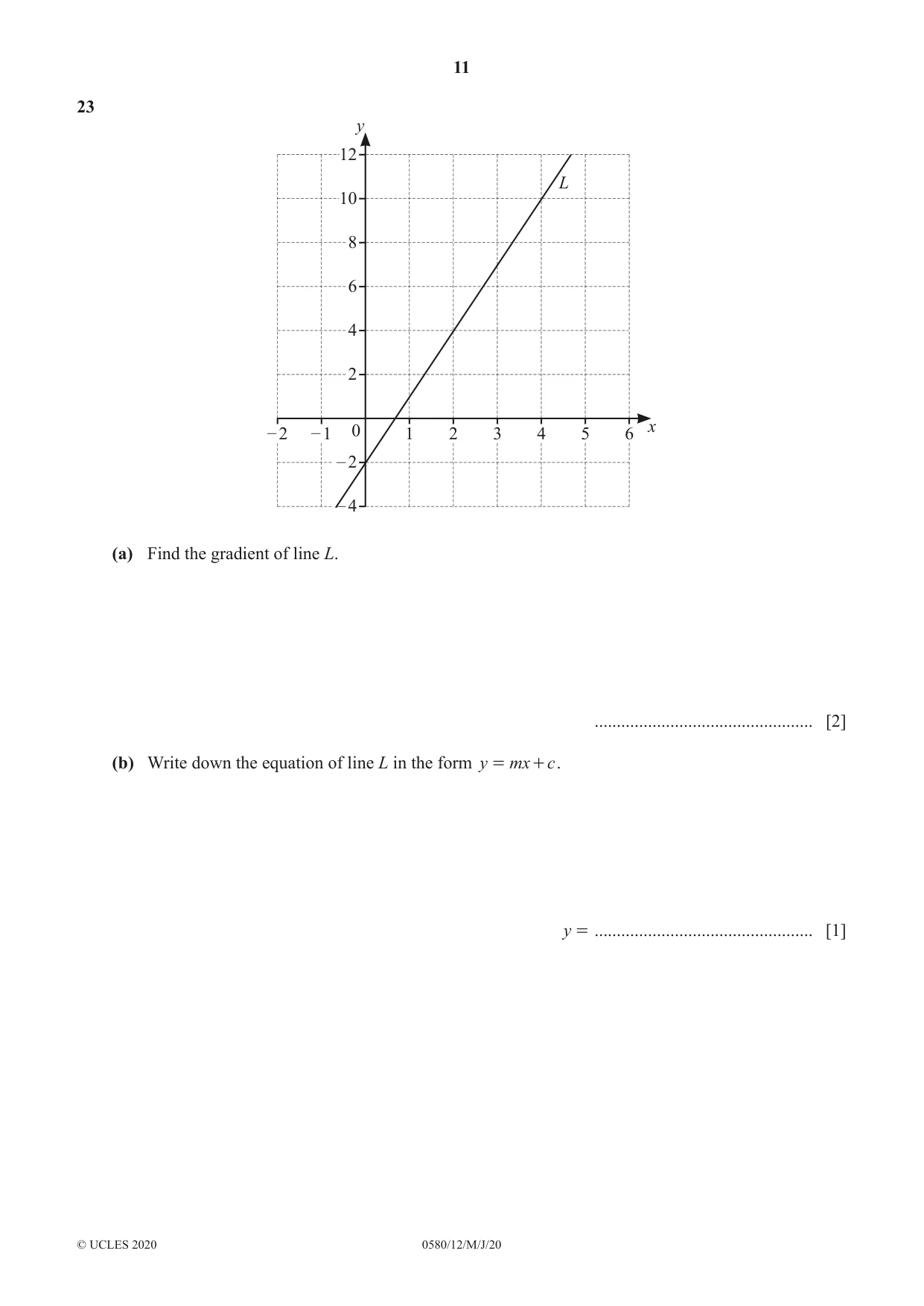 Cambridge IGCSE Mathematics 0580 2020 May/June Paper 1 · Variant 2 question paper, page 11 of 12