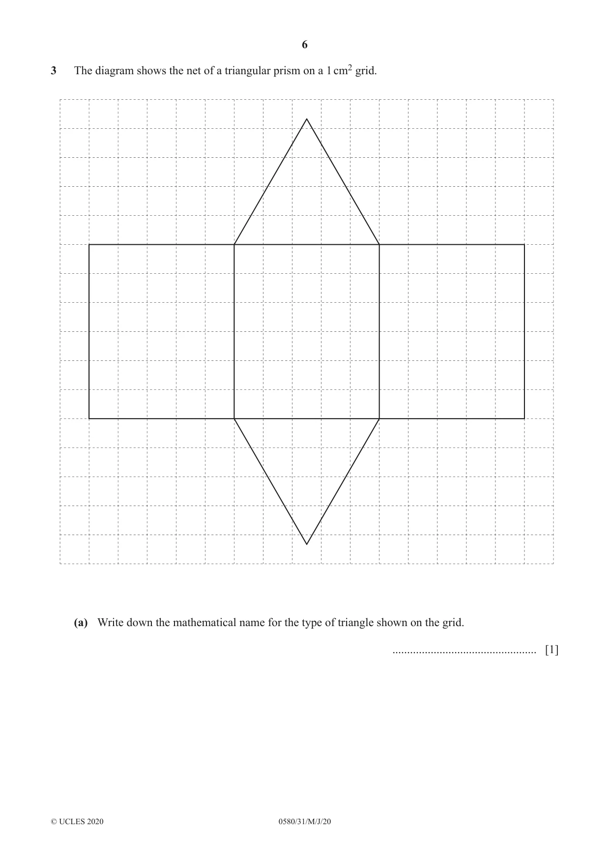 Cambridge IGCSE Mathematics 0580 2020 May/June Paper 3 · Variant 1 question paper, page 6 of 20