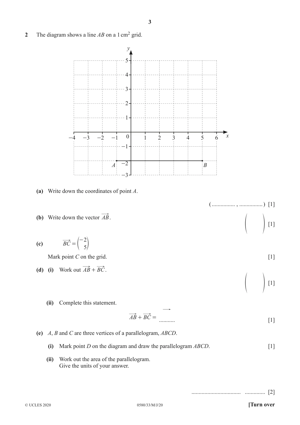 Cambridge IGCSE Mathematics 0580 2020 May/June Paper 3 · Variant 3 question paper, page 3 of 16