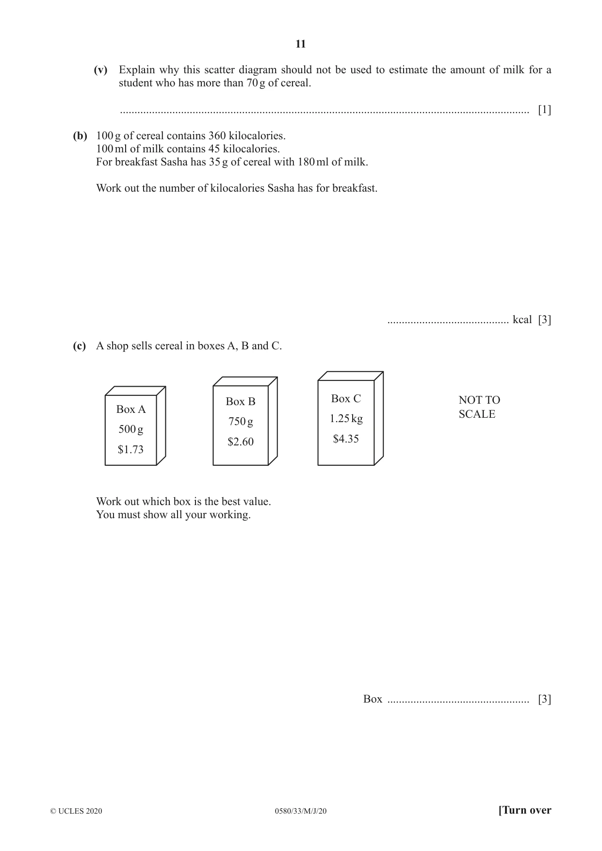 Cambridge IGCSE Mathematics 0580 2020 May/June Paper 3 · Variant 3 question paper, page 11 of 16