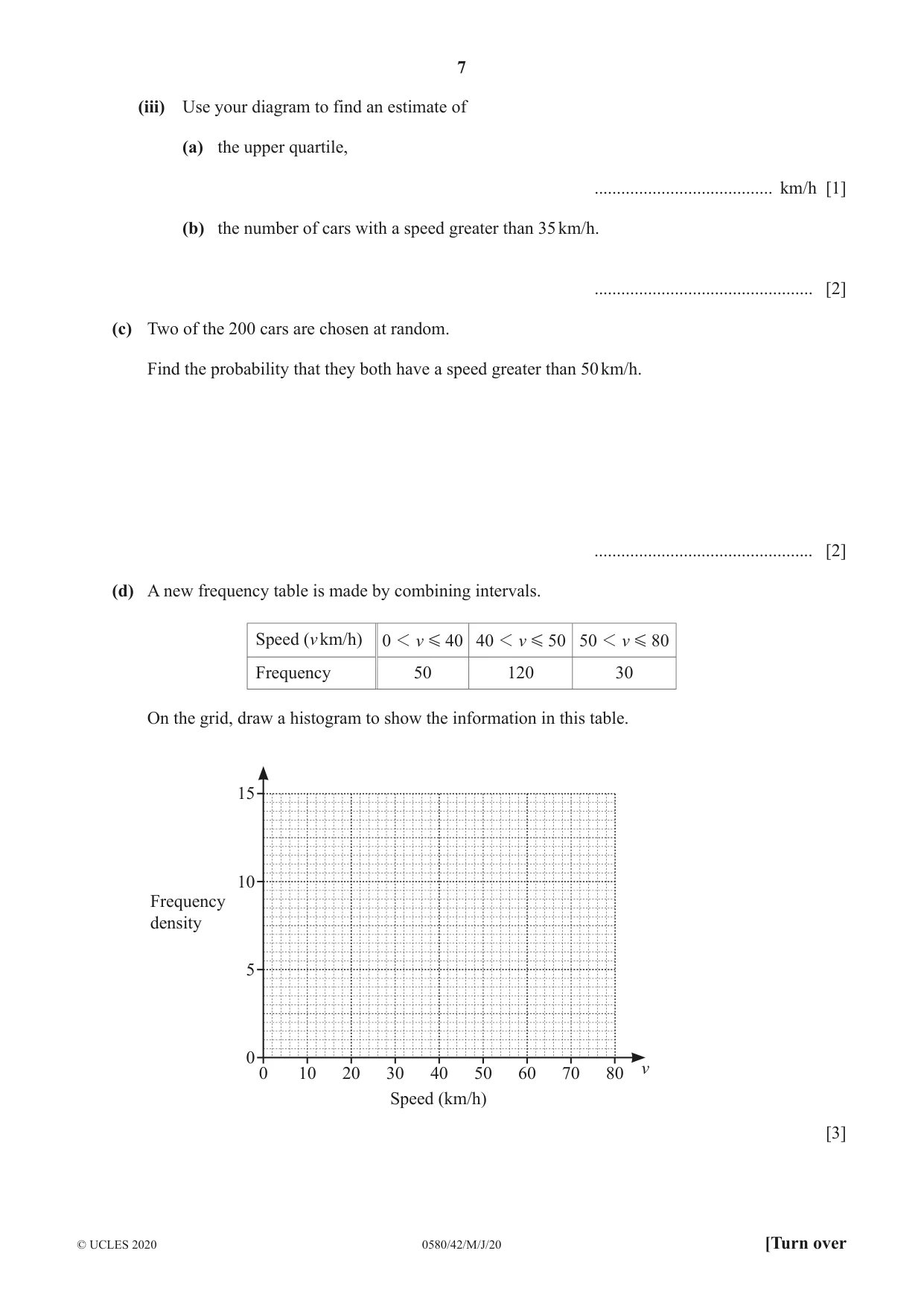 Cambridge IGCSE Mathematics 0580 2020 May/June Paper 4 · Variant 2 question paper, page 7 of 20