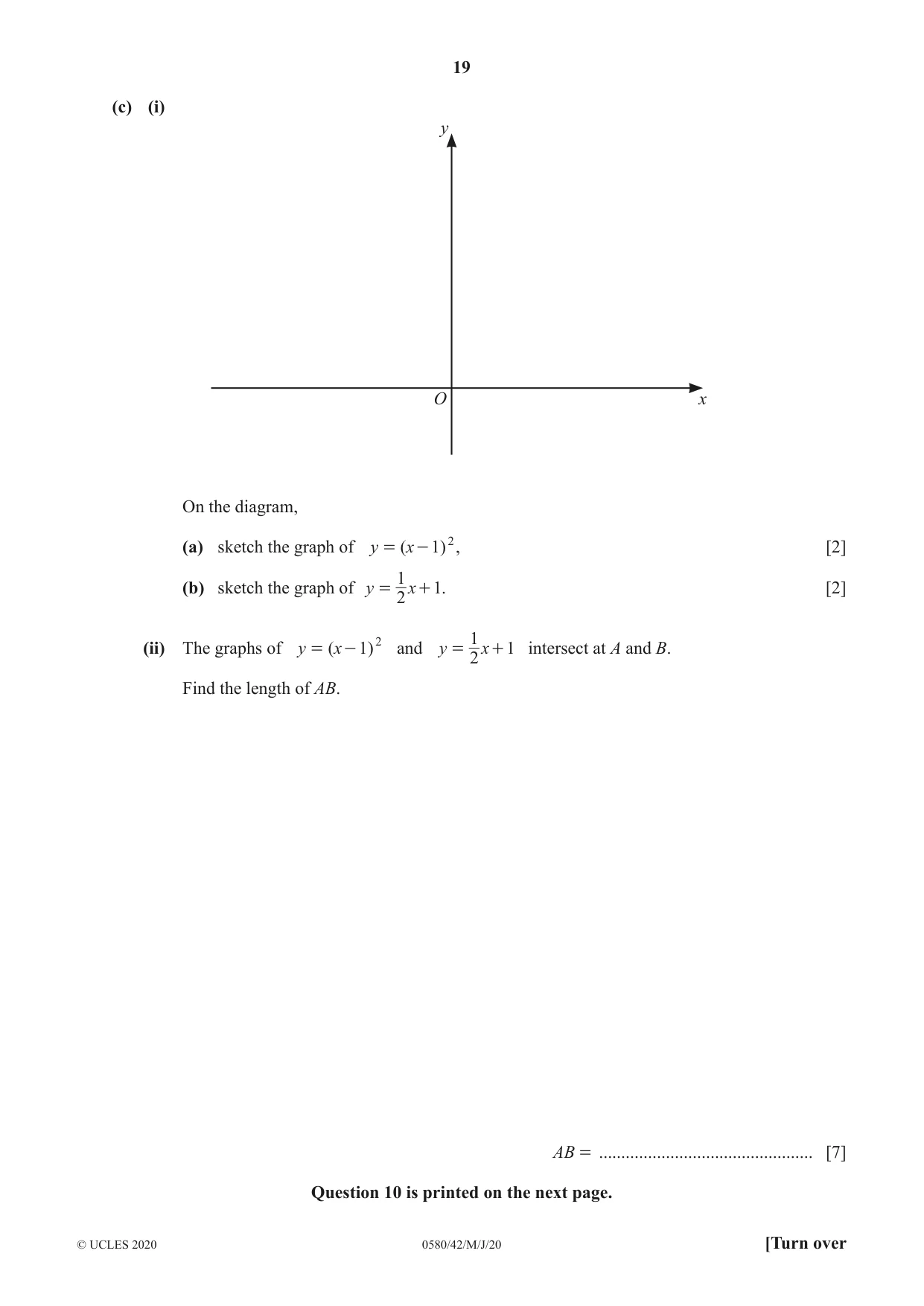 Cambridge IGCSE Mathematics 0580 2020 May/June Paper 4 · Variant 2 question paper, page 19 of 20