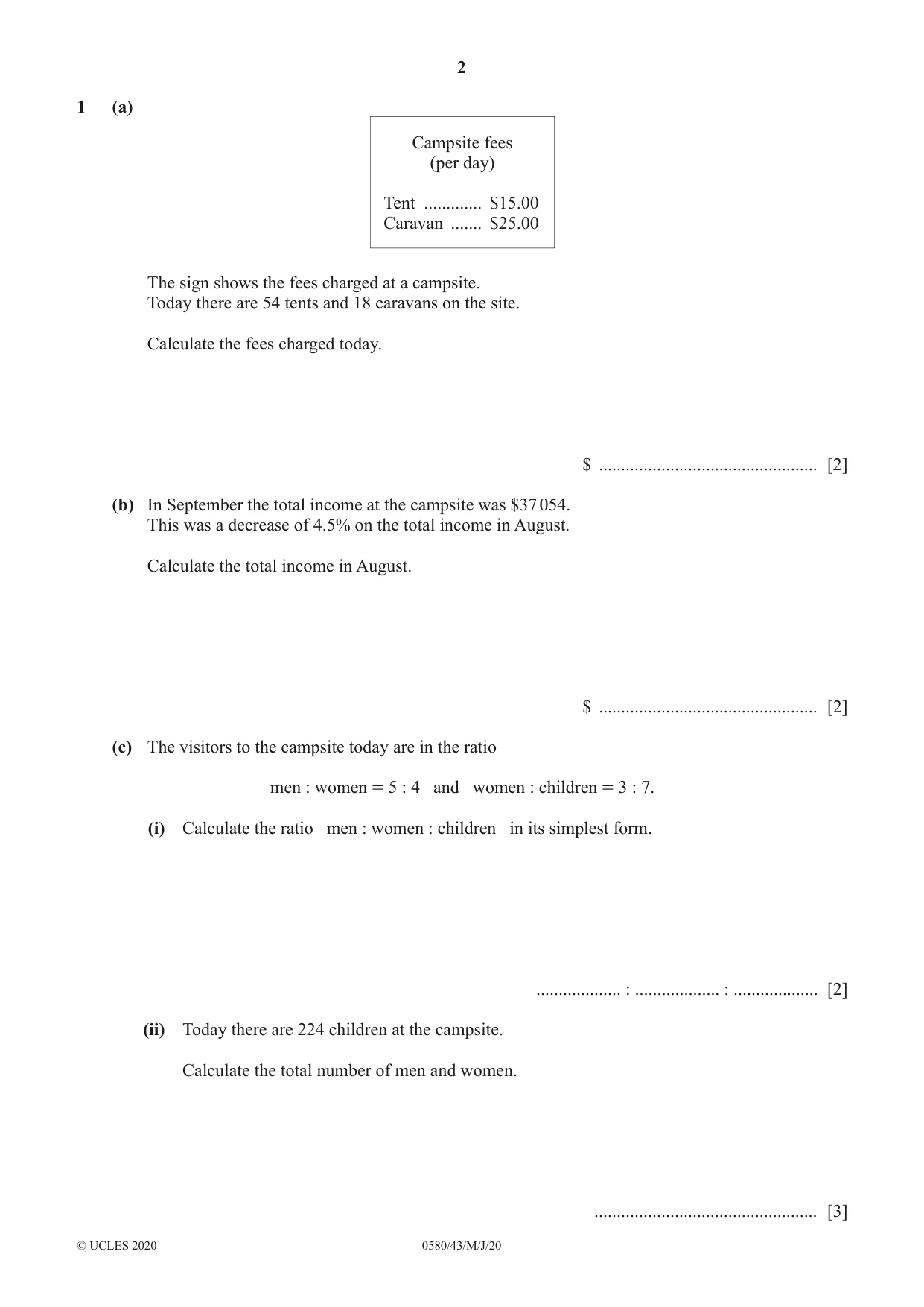 Cambridge IGCSE Mathematics 0580 2020 May/June Paper 4 · Variant 3 question paper, page 2 of 24