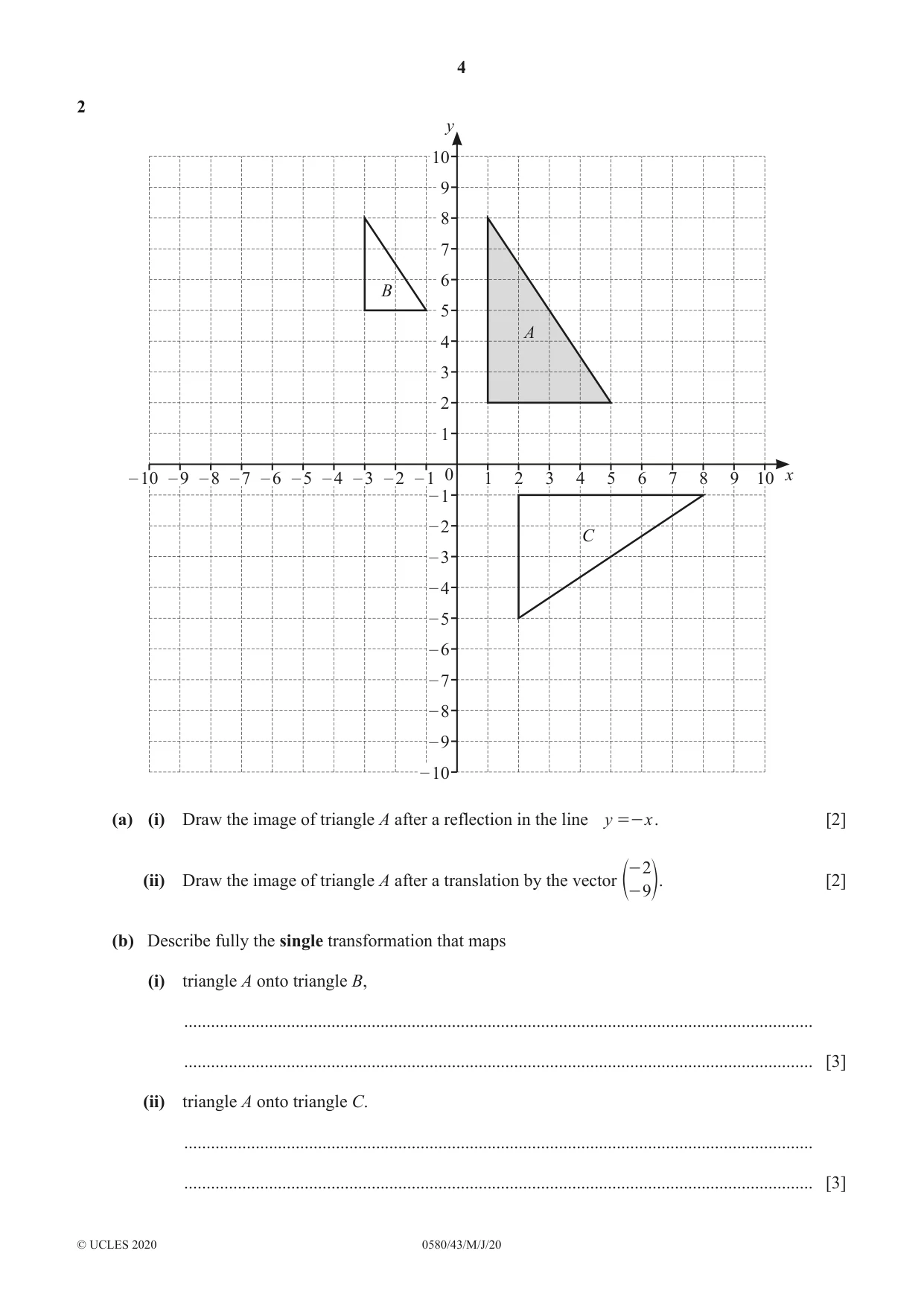 Cambridge IGCSE Mathematics 0580 2020 May/June Paper 4 · Variant 3 question paper, page 4 of 24
