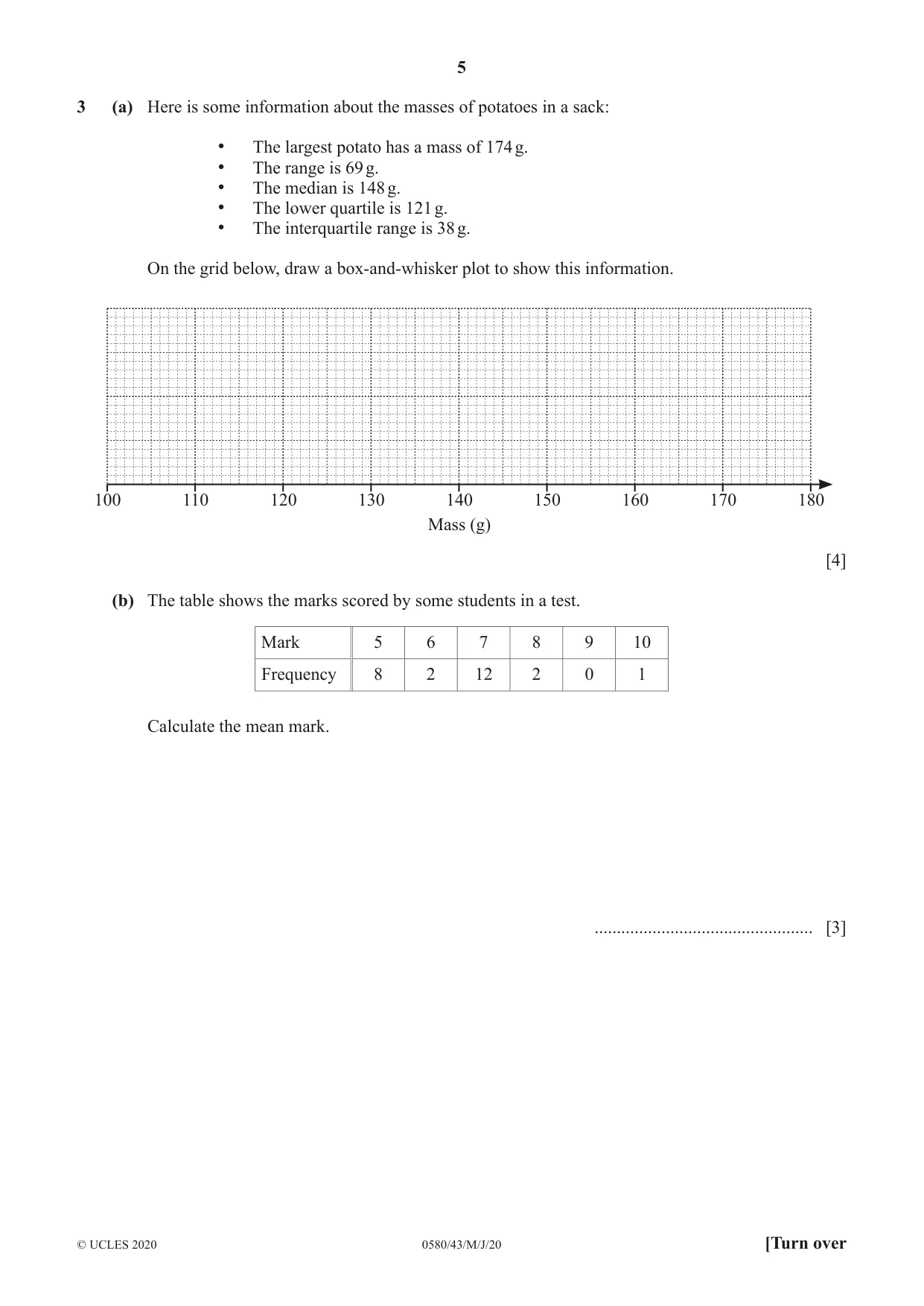 Cambridge IGCSE Mathematics 0580 2020 May/June Paper 4 · Variant 3 question paper, page 5 of 24