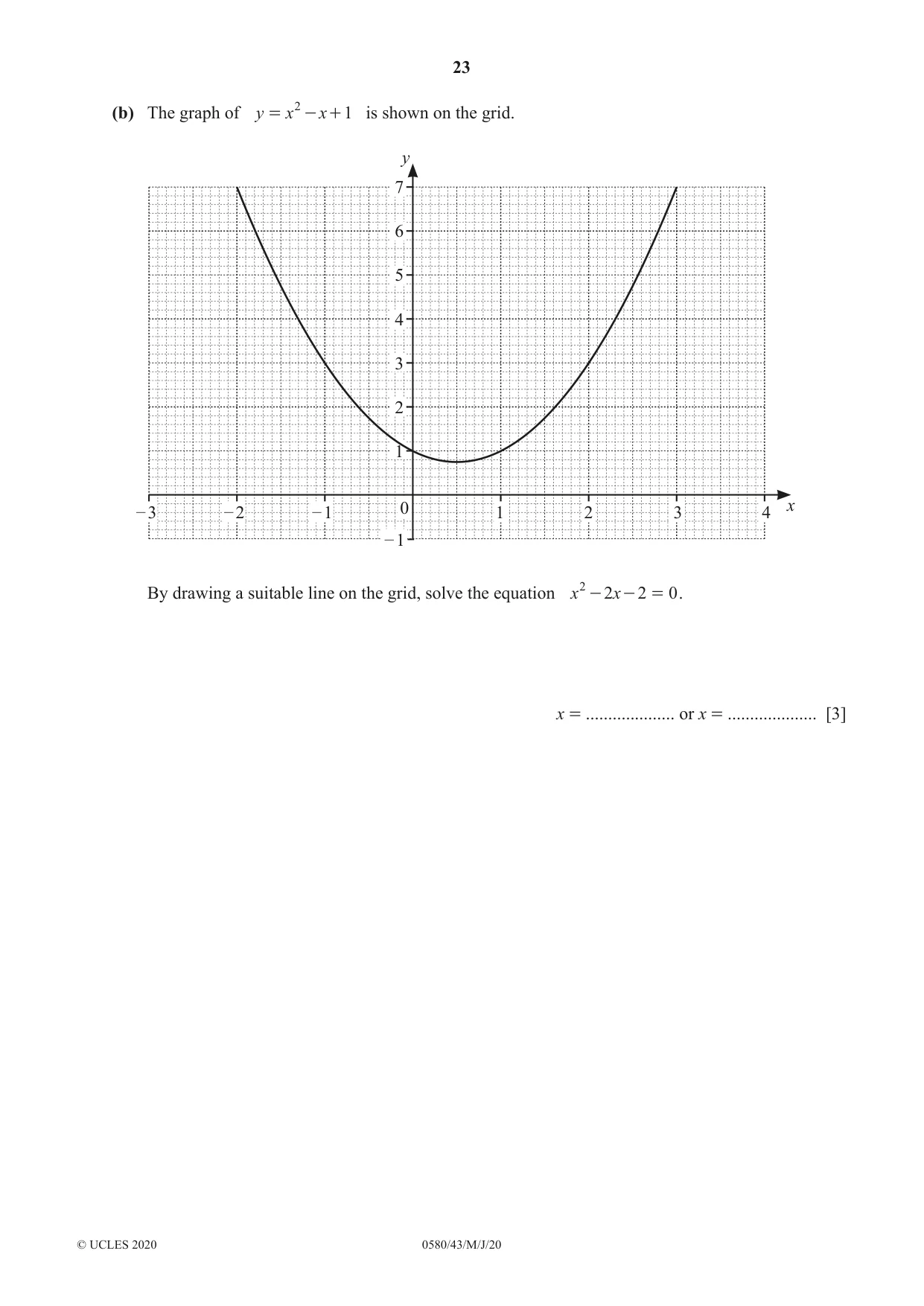 Cambridge IGCSE Mathematics 0580 2020 May/June Paper 4 · Variant 3 question paper, page 23 of 24