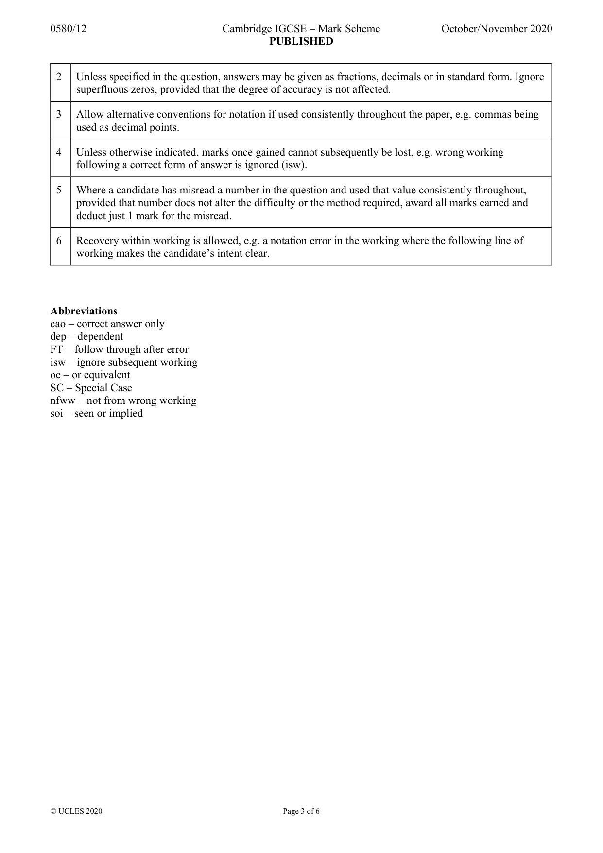 Mark scheme, page 3 of 6