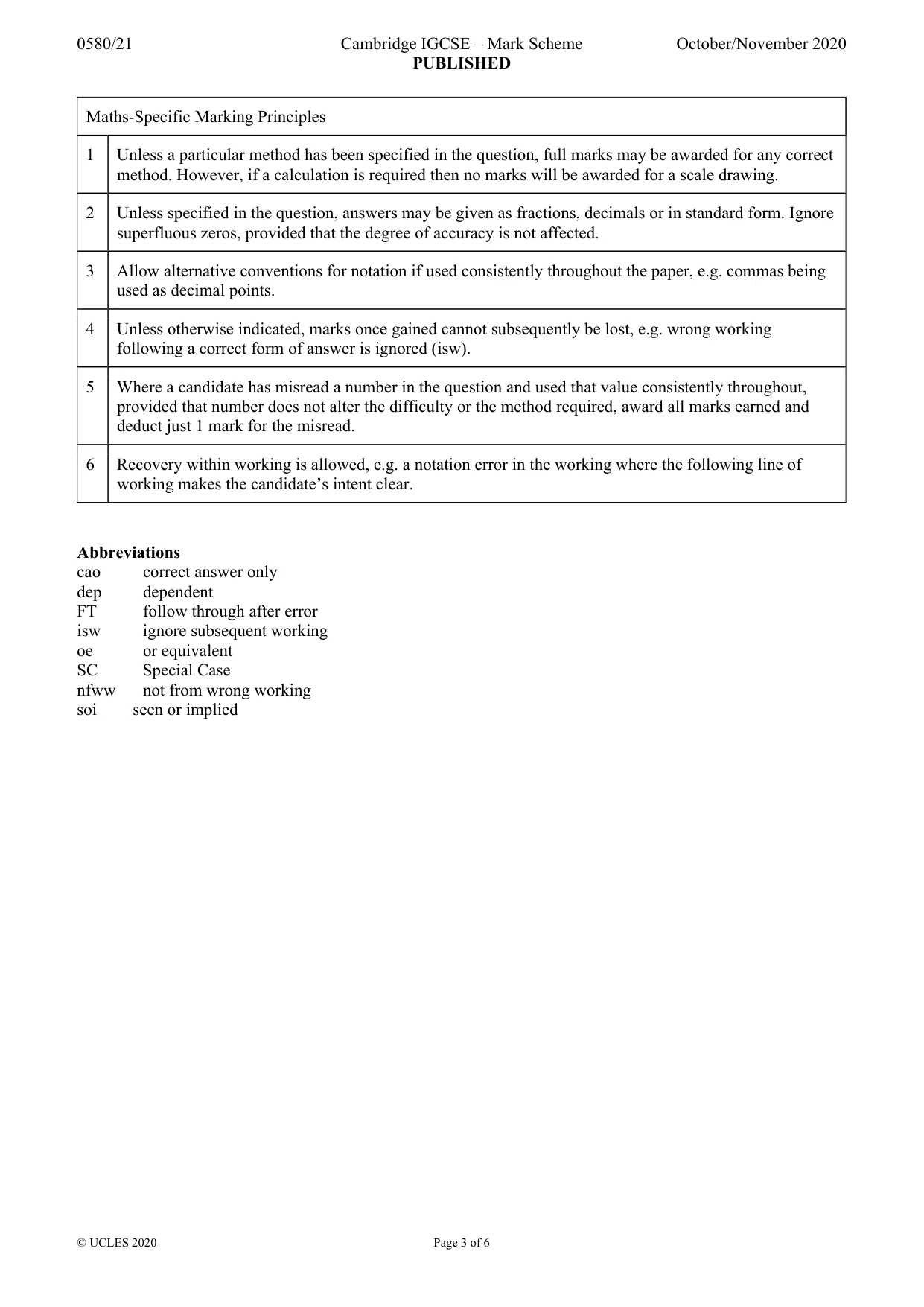 Mark scheme, page 3 of 6