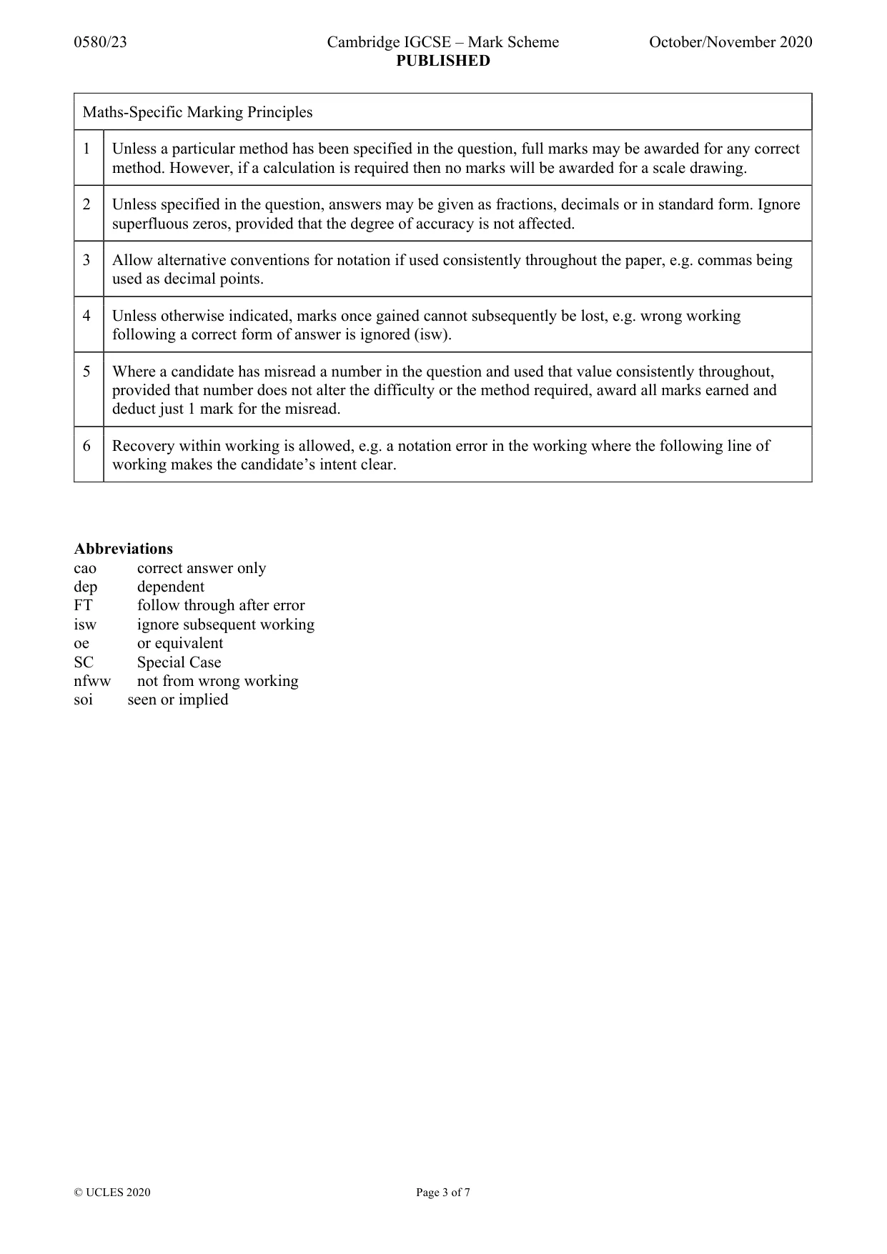 Mark scheme, page 3 of 7