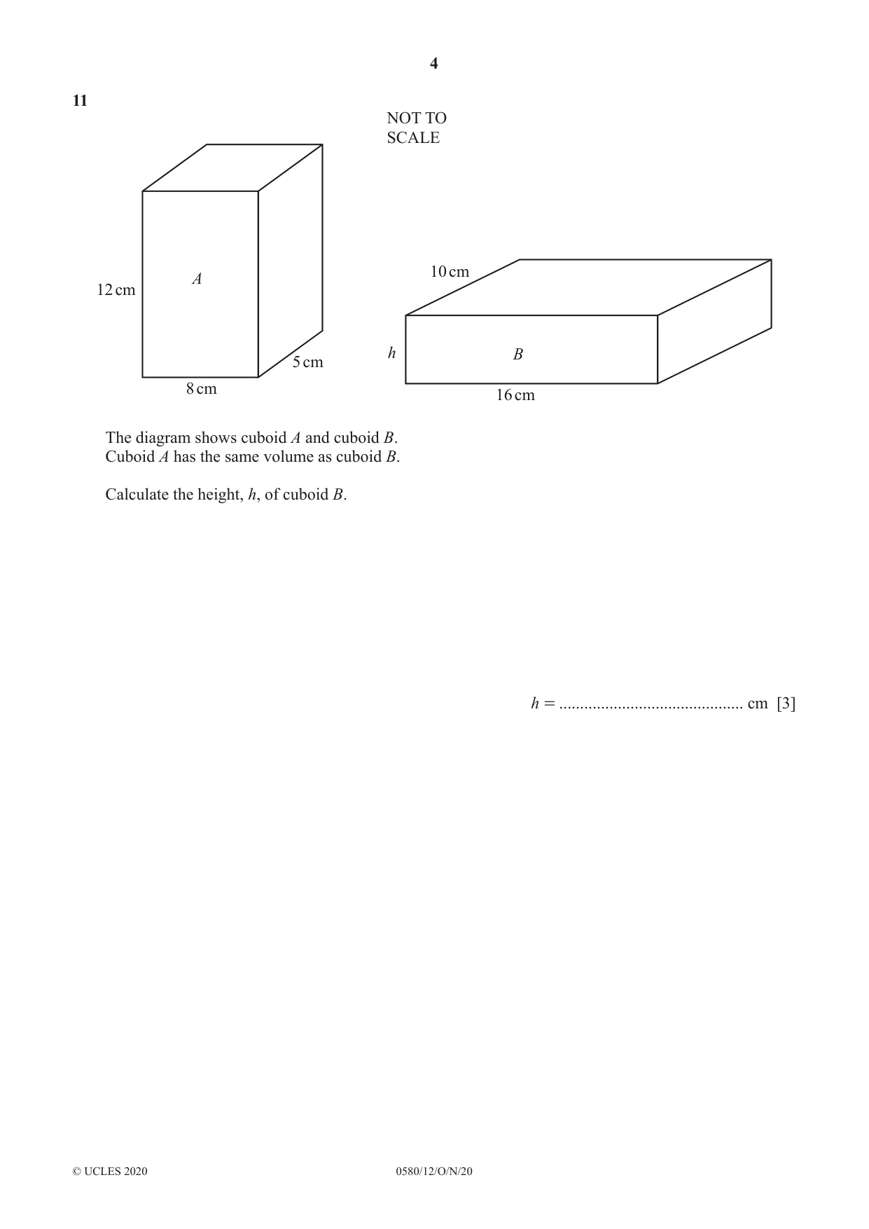 Cambridge IGCSE Mathematics 0580 2020 Oct/Nov Paper 1 · Variant 2 question paper, page 4 of 12