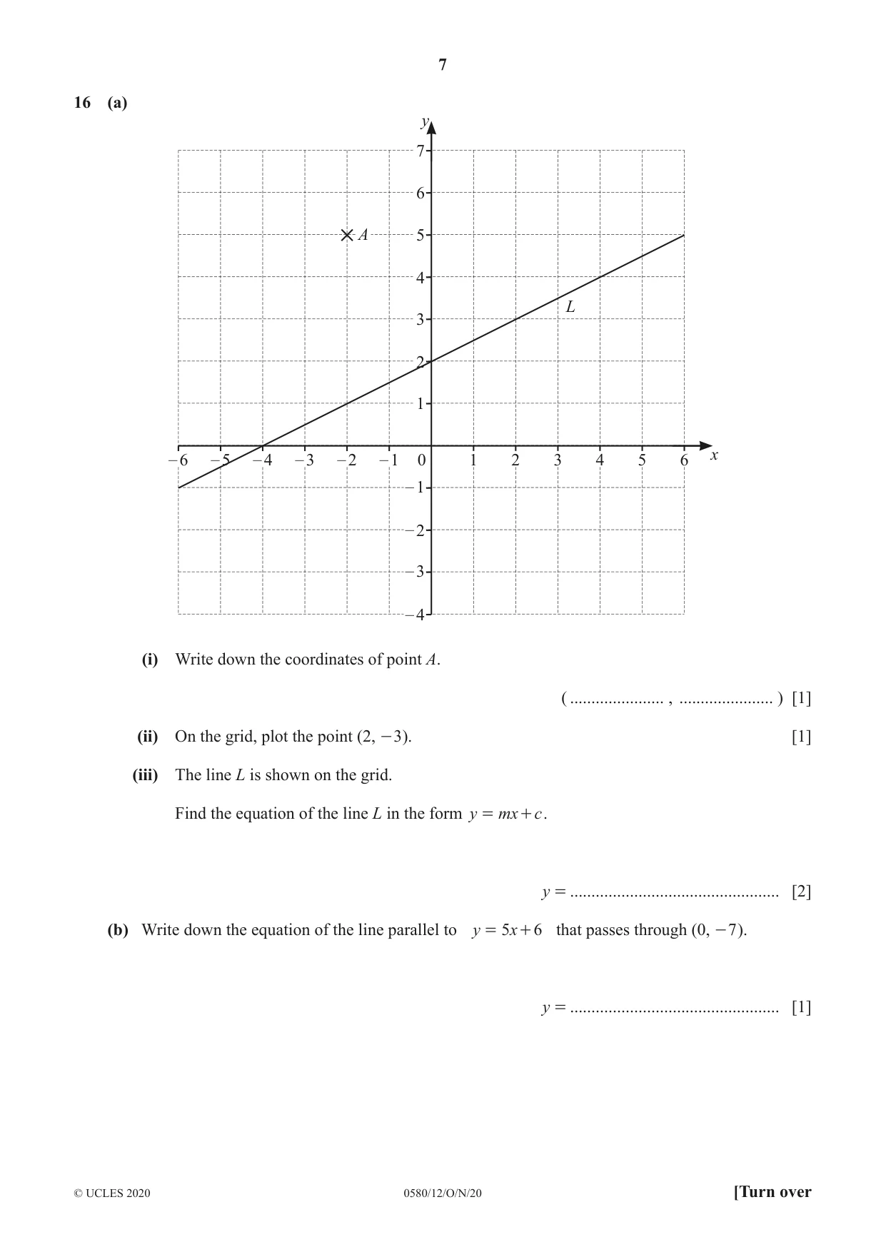 Cambridge IGCSE Mathematics 0580 2020 Oct/Nov Paper 1 · Variant 2 question paper, page 7 of 12