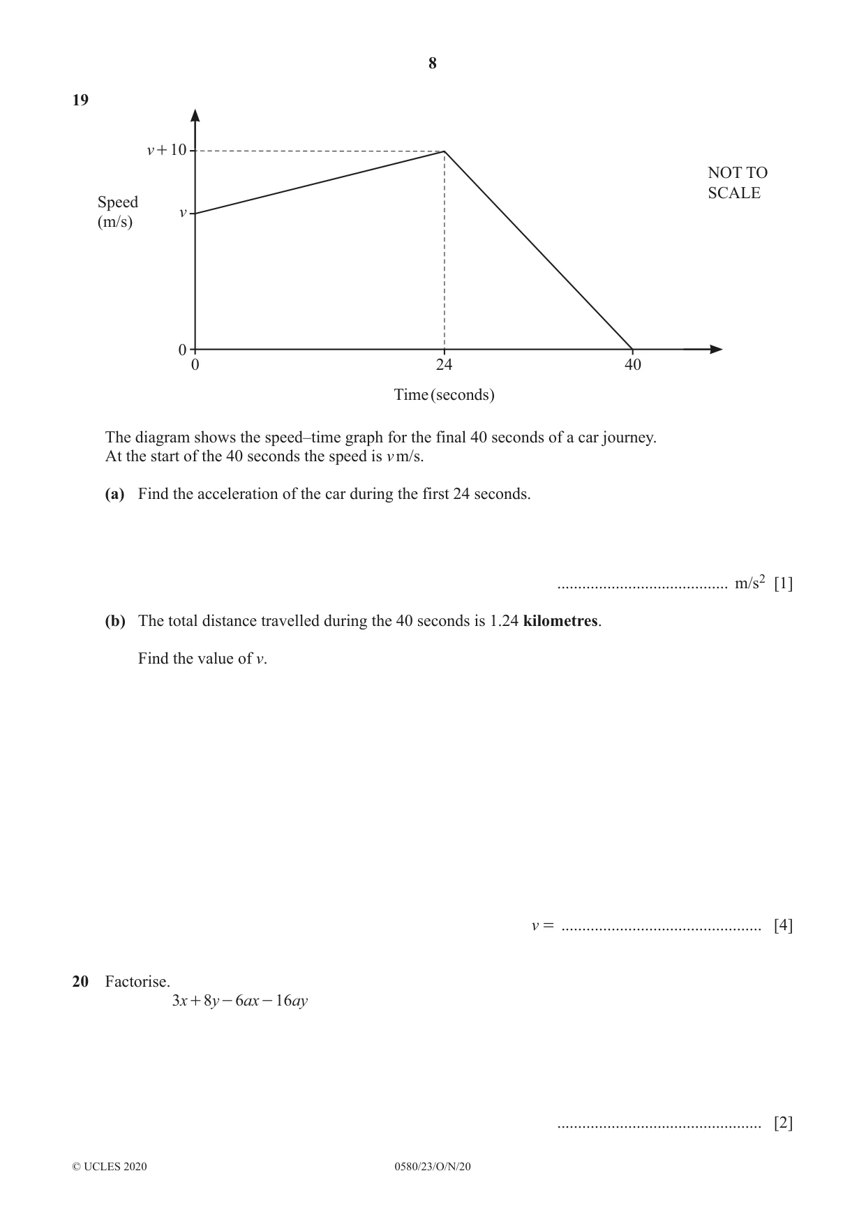 Cambridge IGCSE Mathematics 0580 2020 Oct/Nov Paper 2 · Variant 3 question paper, page 8 of 12