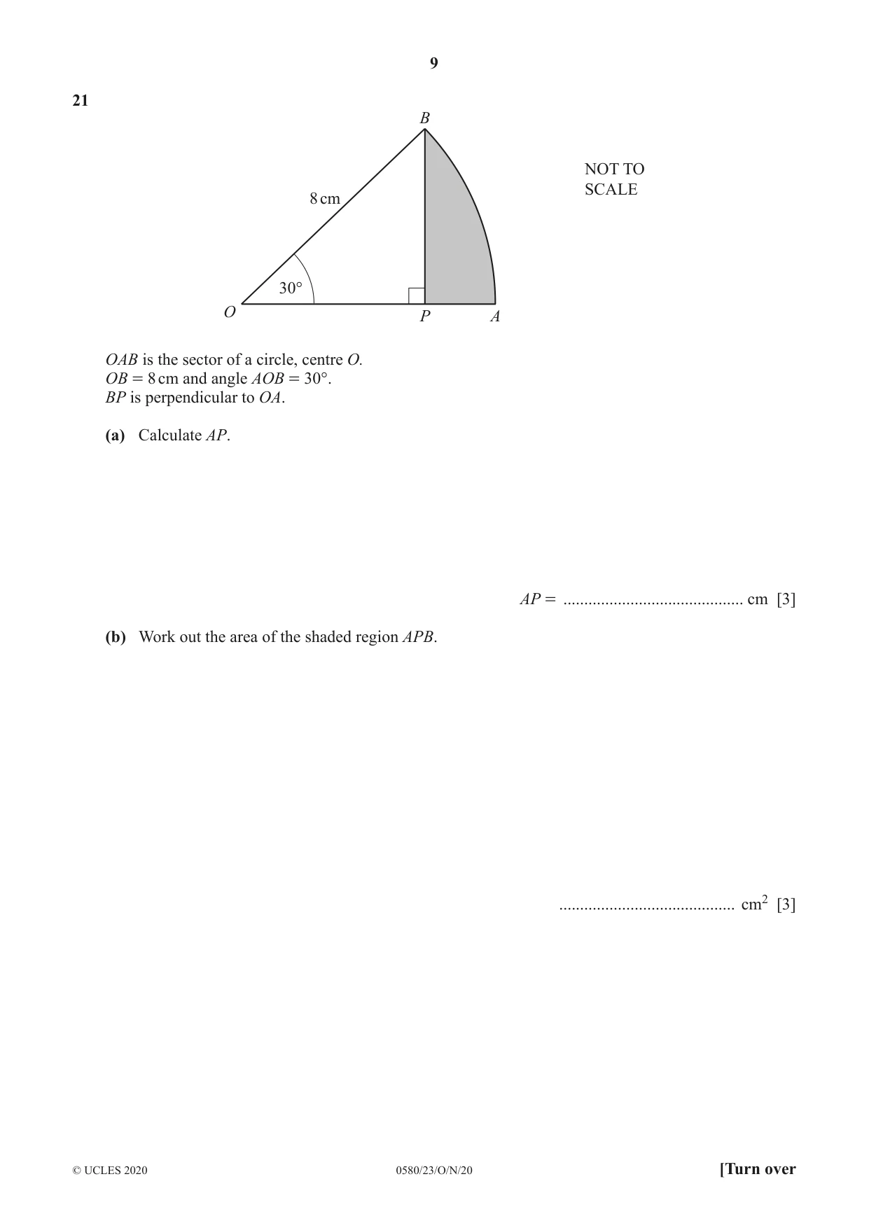 Cambridge IGCSE Mathematics 0580 2020 Oct/Nov Paper 2 · Variant 3 question paper, page 9 of 12