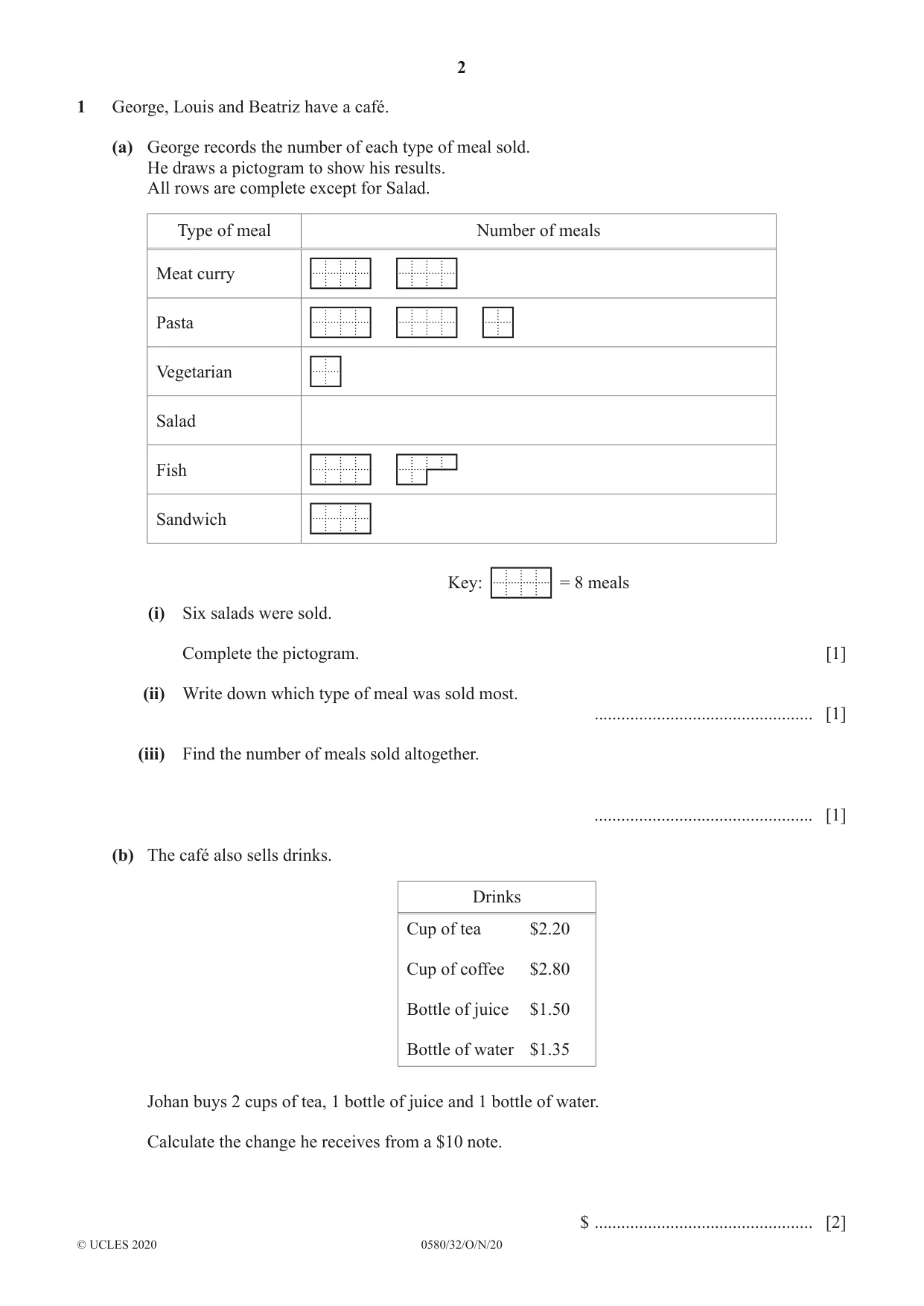 Cambridge IGCSE Mathematics 0580 2020 Oct/Nov Paper 3 · Variant 2 question paper, page 2 of 16