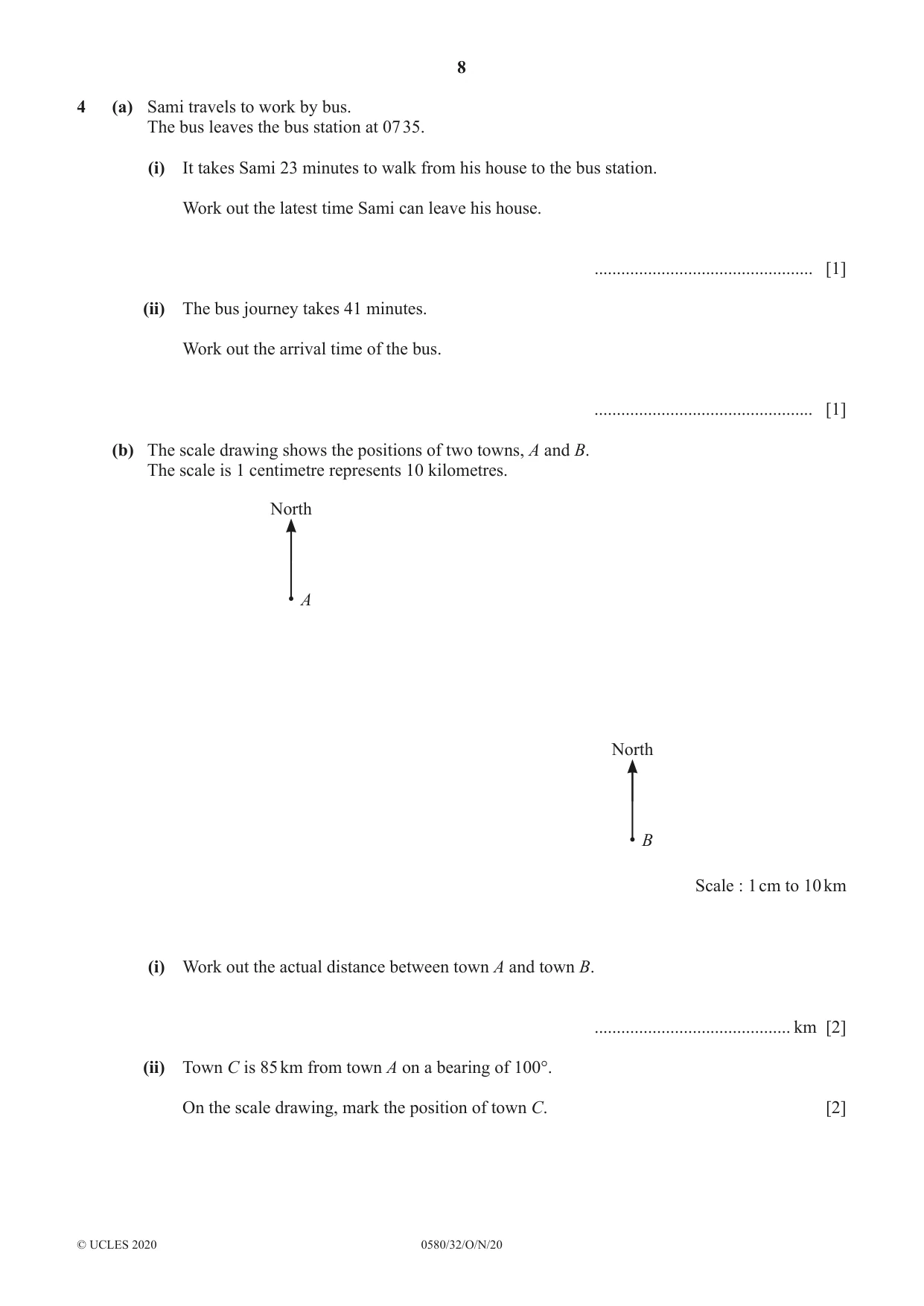 Cambridge IGCSE Mathematics 0580 2020 Oct/Nov Paper 3 · Variant 2 question paper, page 8 of 16