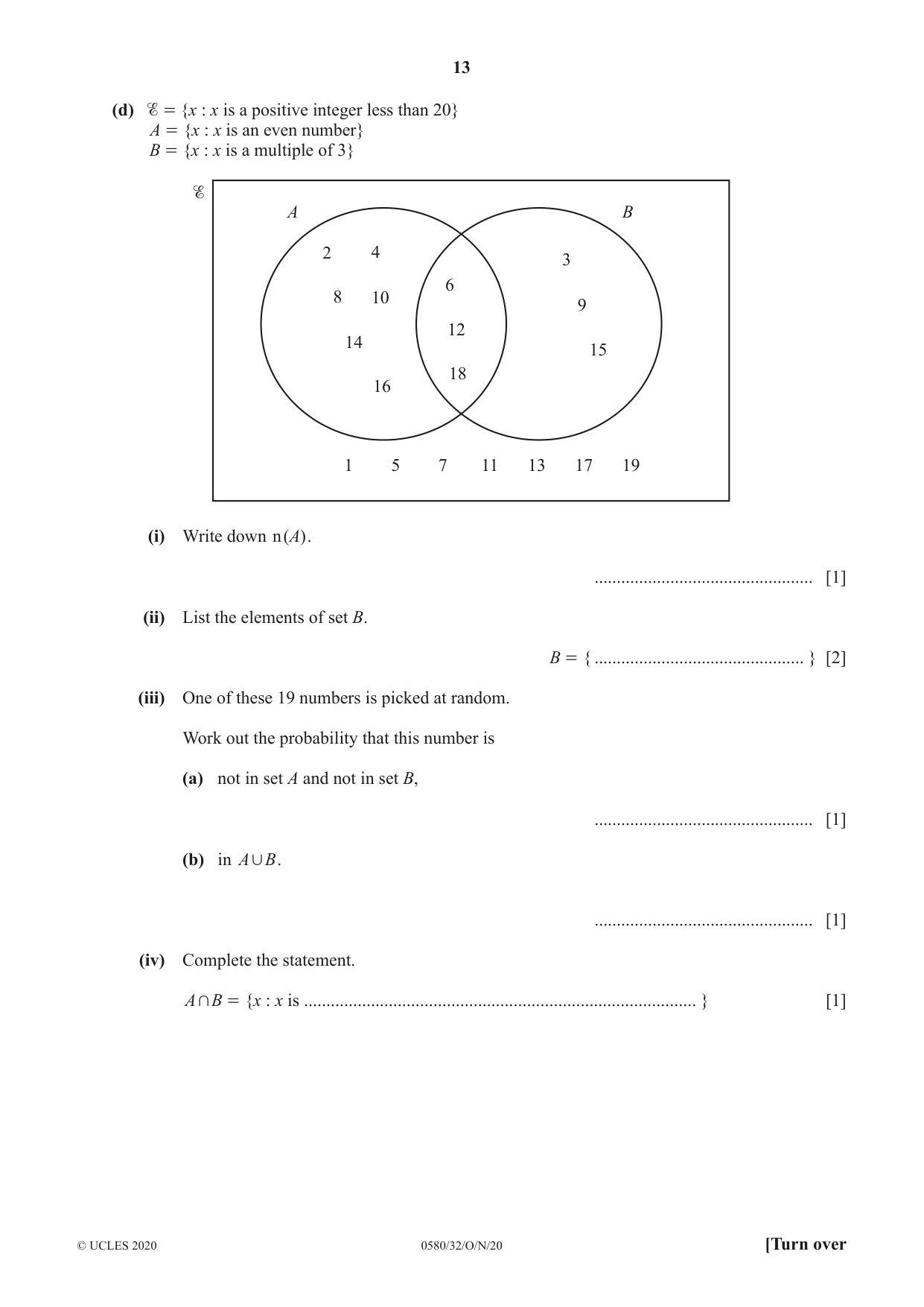 Cambridge IGCSE Mathematics 0580 2020 Oct/Nov Paper 3 · Variant 2 question paper, page 13 of 16