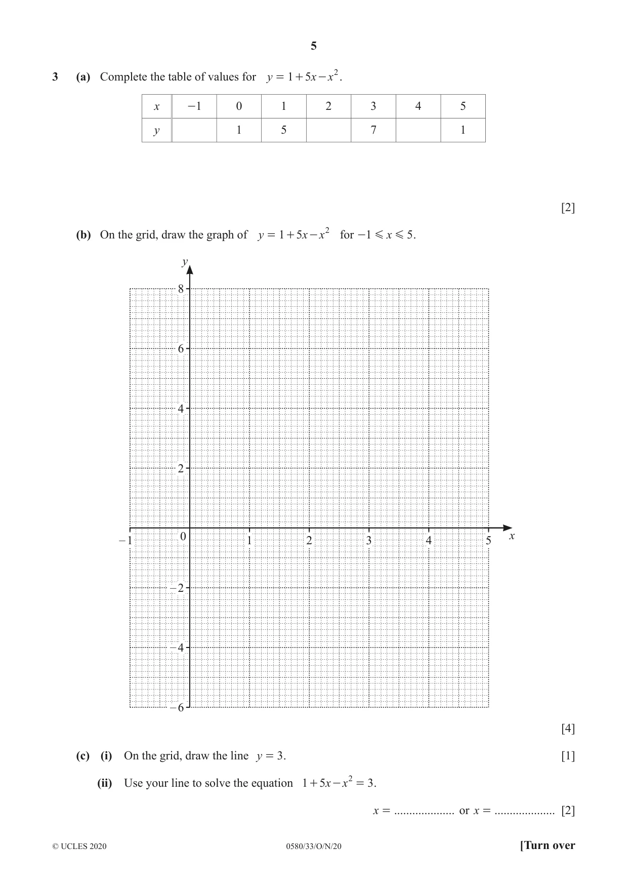 Cambridge IGCSE Mathematics 0580 2020 Oct/Nov Paper 3 · Variant 3 question paper, page 5 of 16