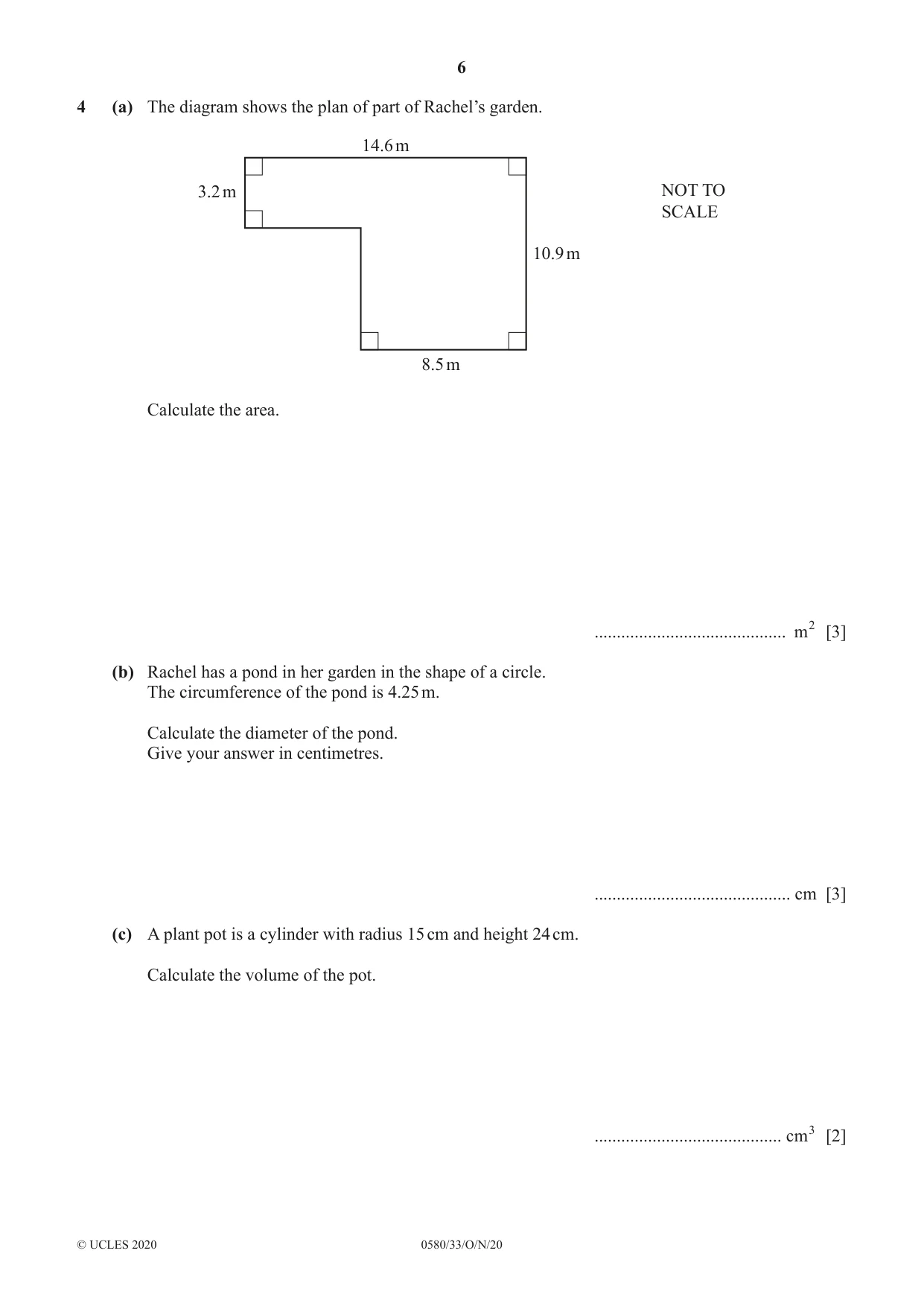 Cambridge IGCSE Mathematics 0580 2020 Oct/Nov Paper 3 · Variant 3 question paper, page 6 of 16