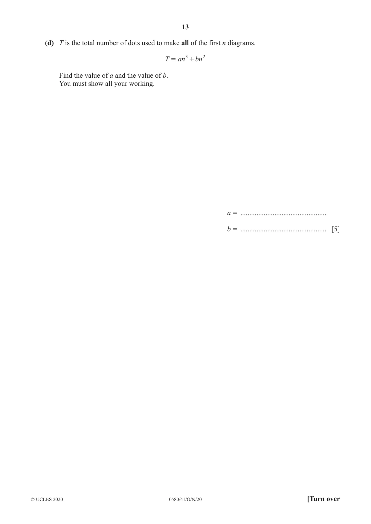 Cambridge IGCSE Mathematics 0580 2020 Oct/Nov Paper 4 · Variant 1 question paper, page 13 of 20
