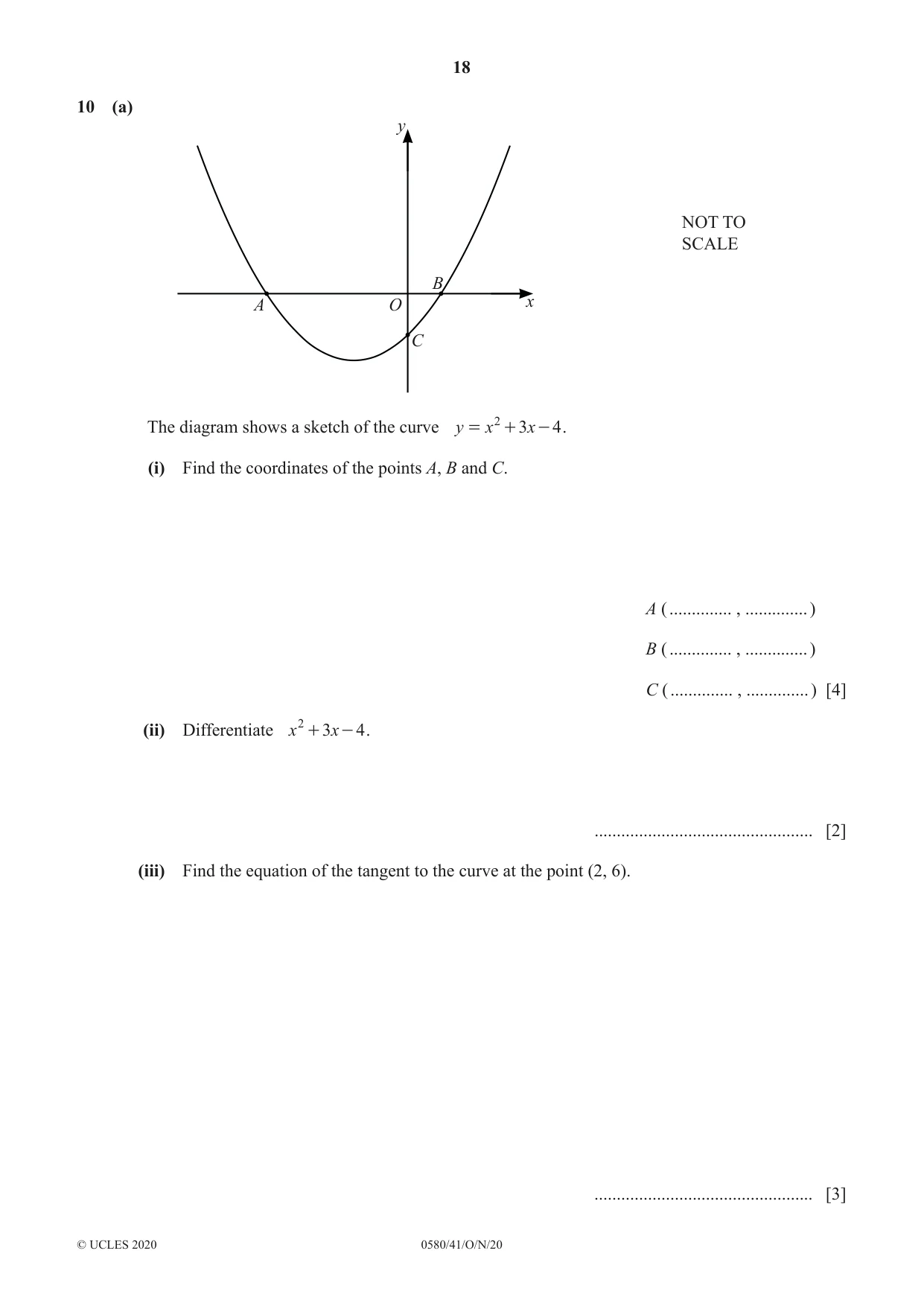 Cambridge IGCSE Mathematics 0580 2020 Oct/Nov Paper 4 · Variant 1 question paper, page 18 of 20