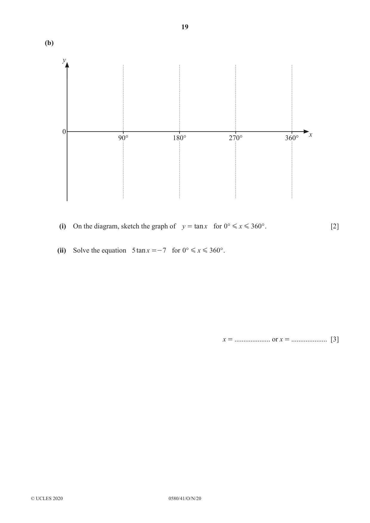 Cambridge IGCSE Mathematics 0580 2020 Oct/Nov Paper 4 · Variant 1 question paper, page 19 of 20