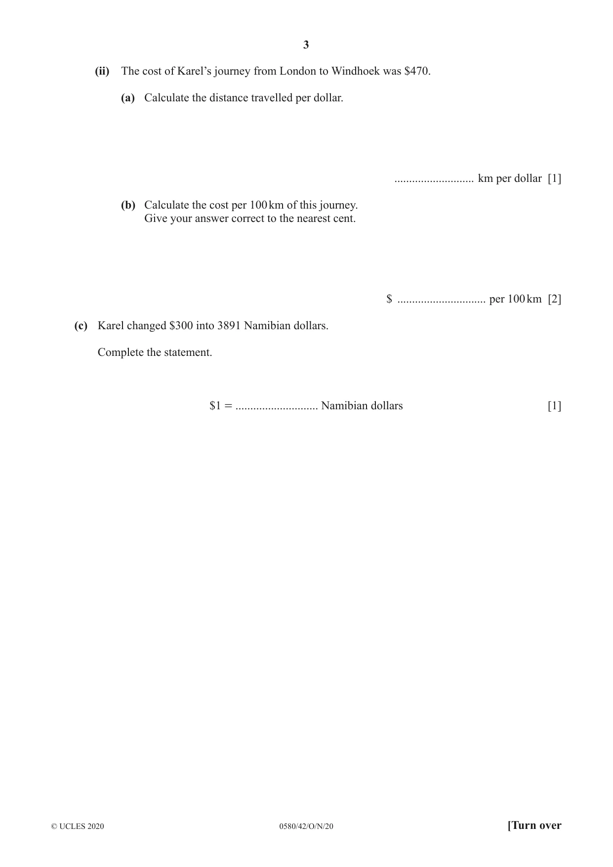 Cambridge IGCSE Mathematics 0580 2020 Oct/Nov Paper 4 · Variant 2 question paper, page 3 of 20