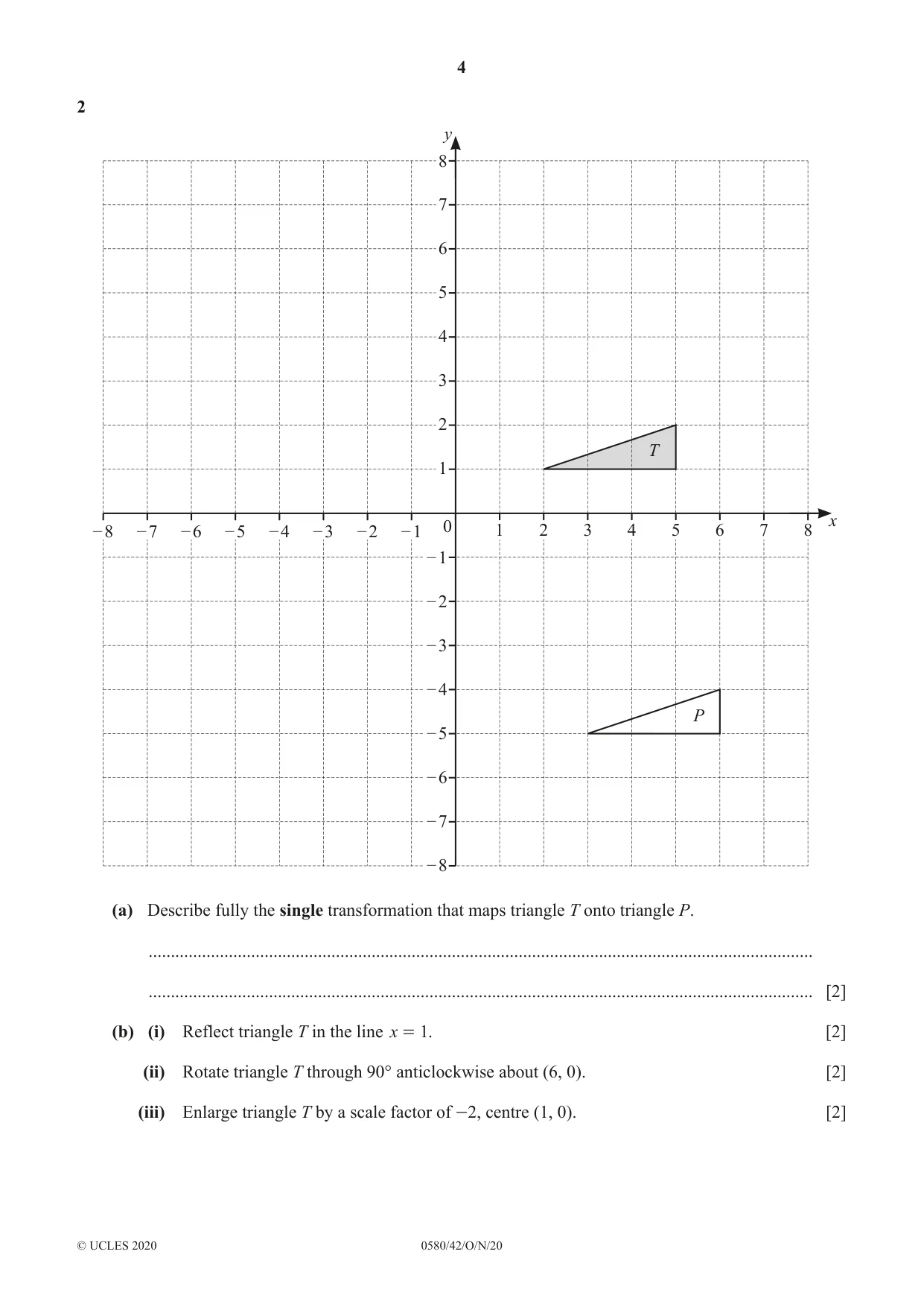 Cambridge IGCSE Mathematics 0580 2020 Oct/Nov Paper 4 · Variant 2 question paper, page 4 of 20