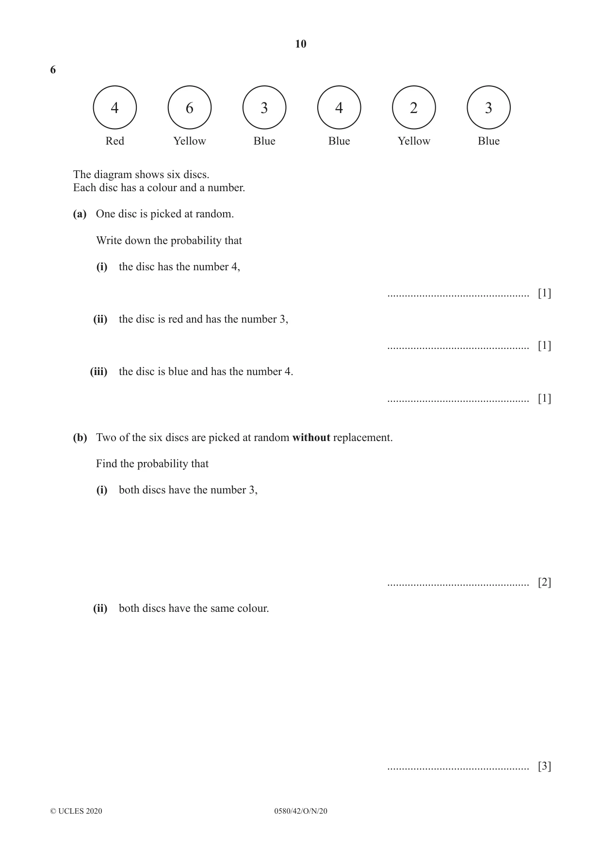 Cambridge IGCSE Mathematics 0580 2020 Oct/Nov Paper 4 · Variant 2 question paper, page 10 of 20