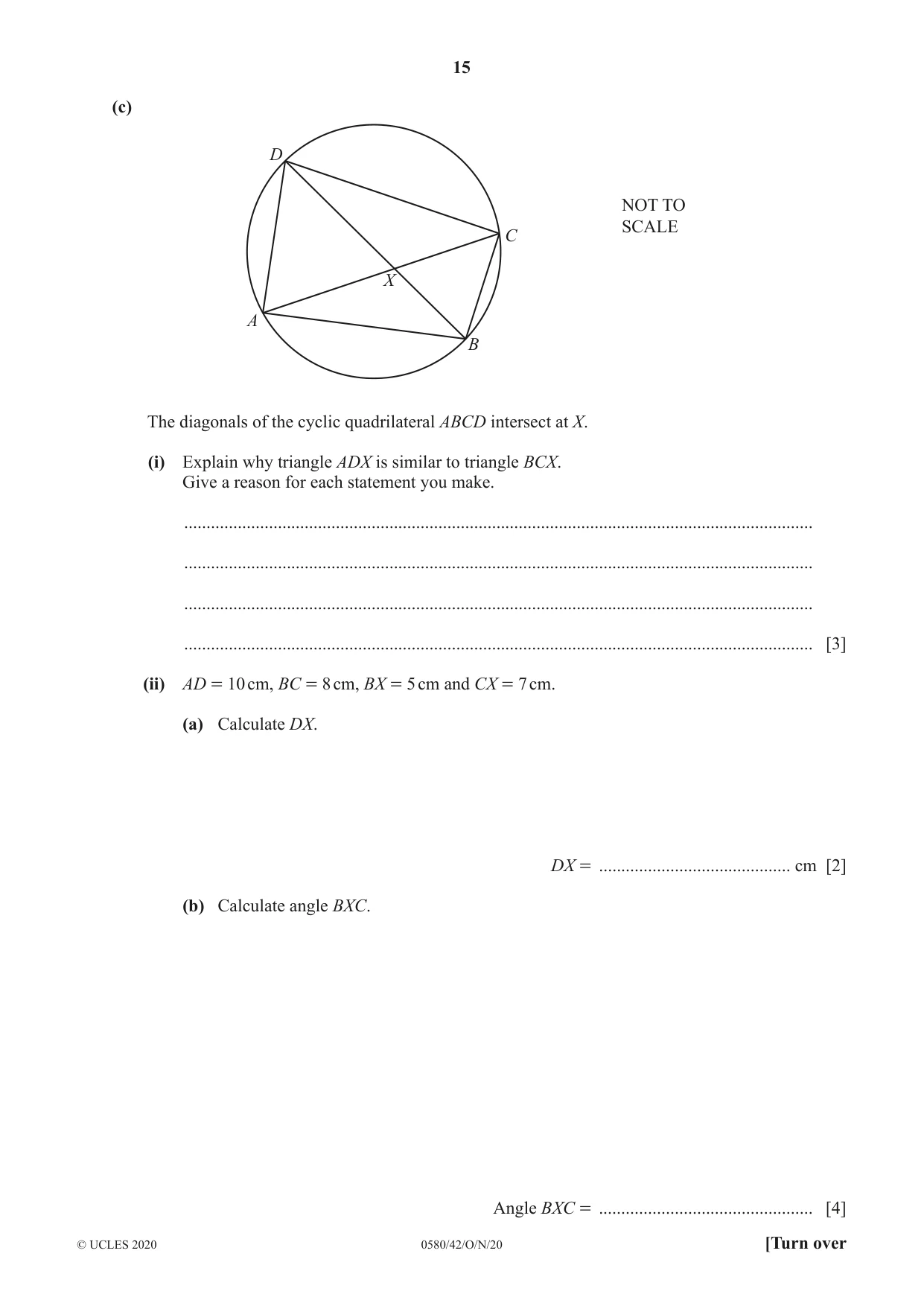 Cambridge IGCSE Mathematics 0580 2020 Oct/Nov Paper 4 · Variant 2 question paper, page 15 of 20