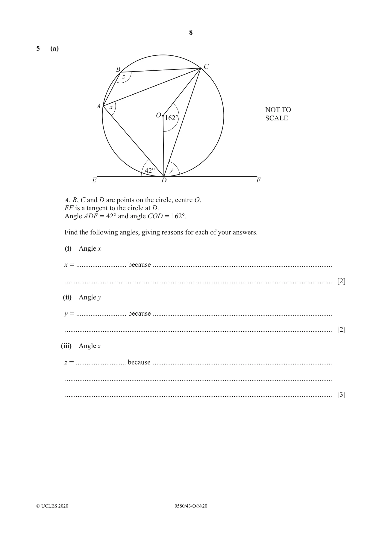 Cambridge IGCSE Mathematics 0580 2020 Oct/Nov Paper 4 · Variant 3 question paper, page 8 of 20