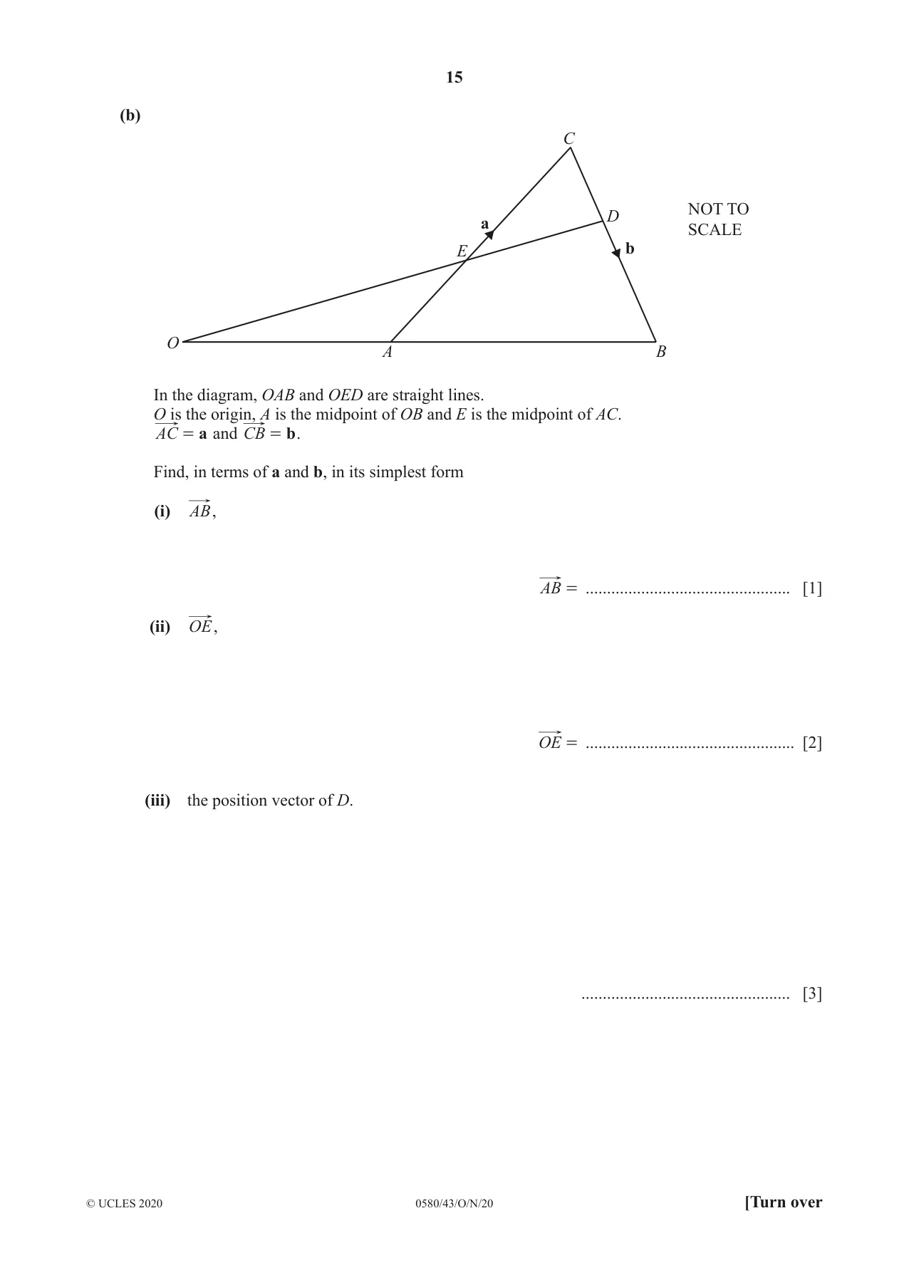 Cambridge IGCSE Mathematics 0580 2020 Oct/Nov Paper 4 · Variant 3 question paper, page 15 of 20