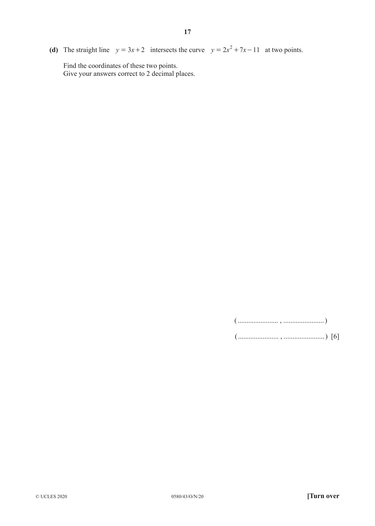 Cambridge IGCSE Mathematics 0580 2020 Oct/Nov Paper 4 · Variant 3 question paper, page 17 of 20