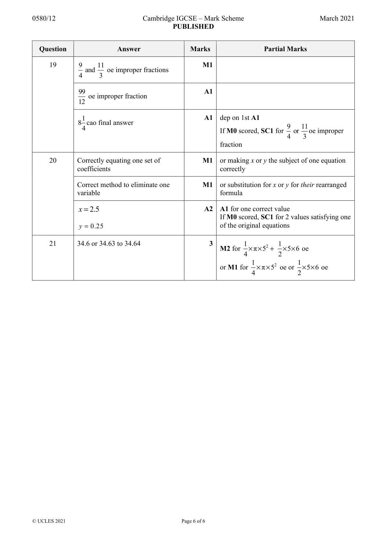 Mark scheme, page 6 of 6