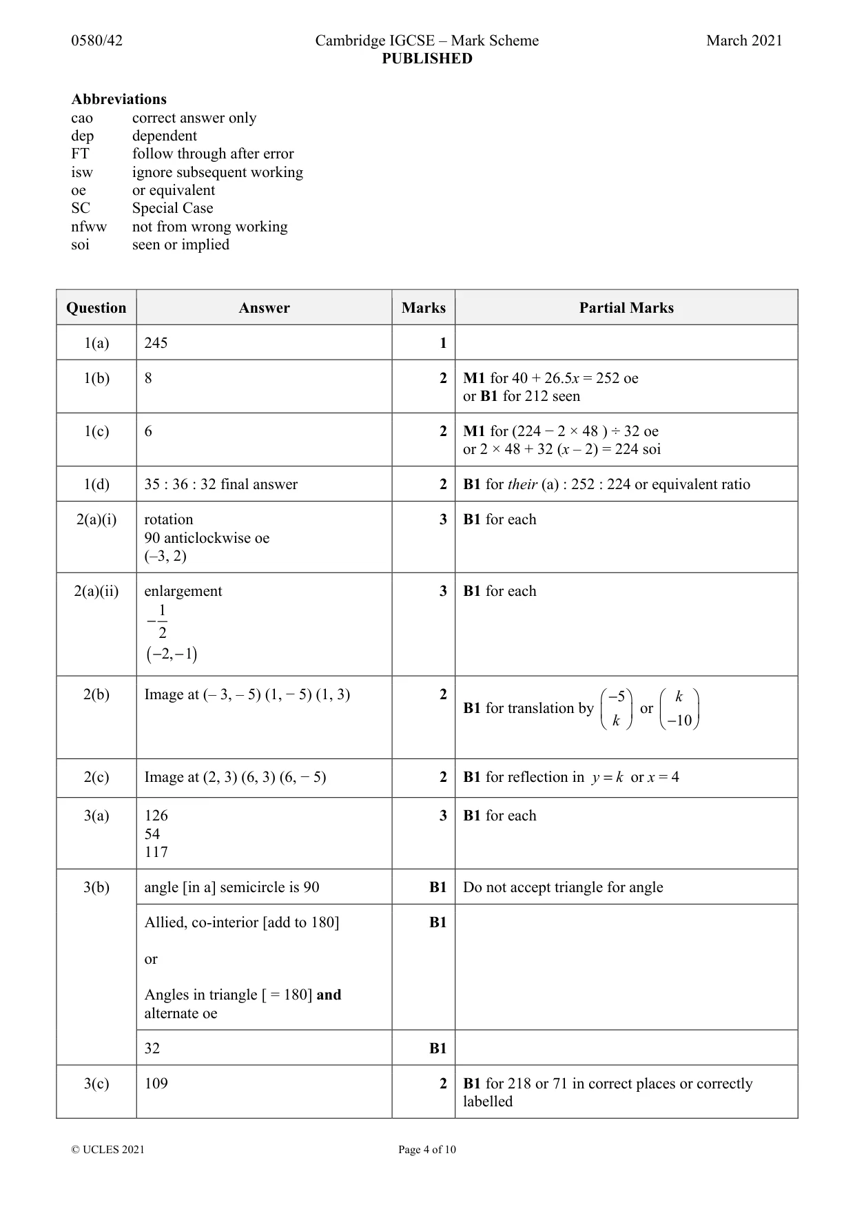Mark scheme, page 4 of 10