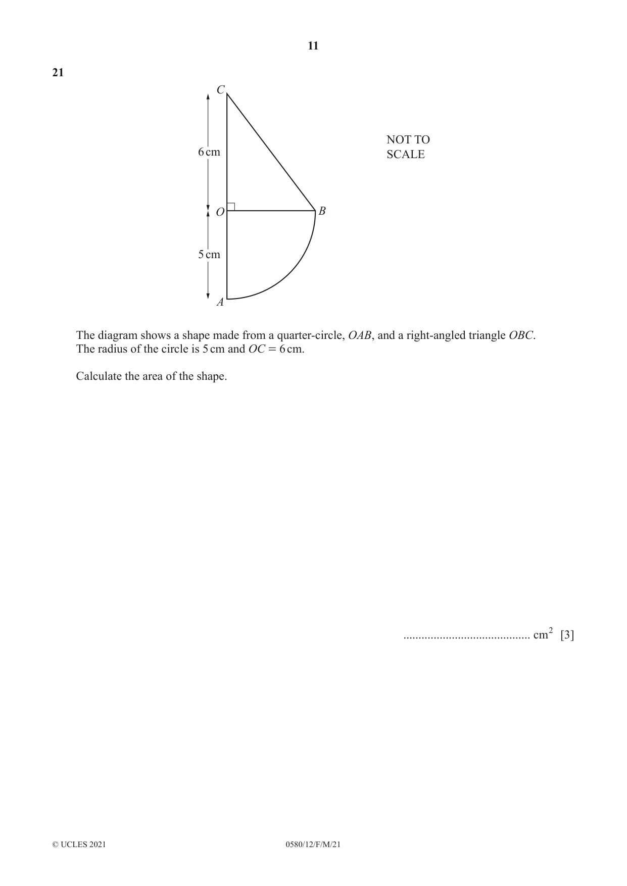 Cambridge IGCSE Mathematics 0580 2021 Feb/March Paper 1 · Variant 2 question paper, page 11 of 12
