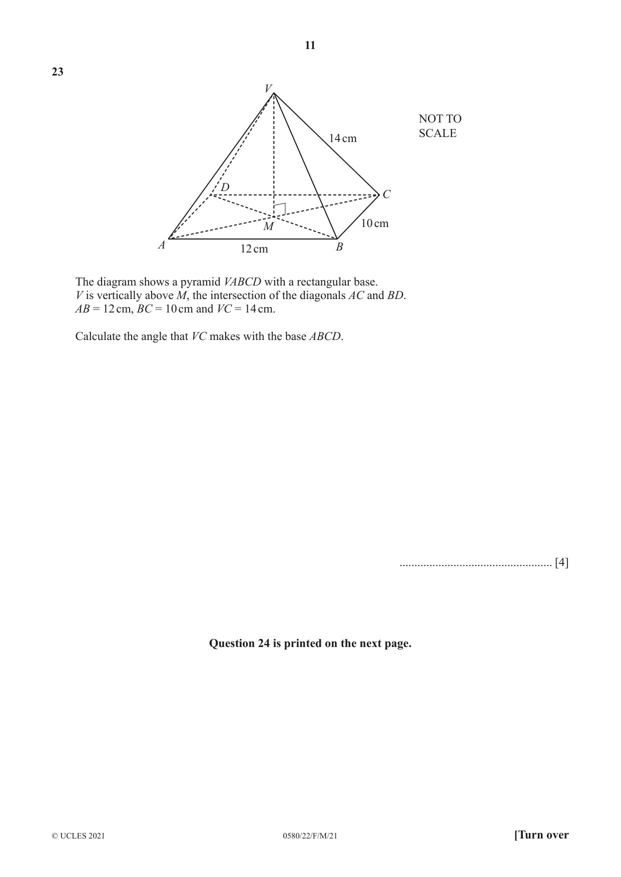 Cambridge IGCSE Mathematics 0580 2021 Feb/March Paper 2 · Variant 2 question paper, page 11 of 12