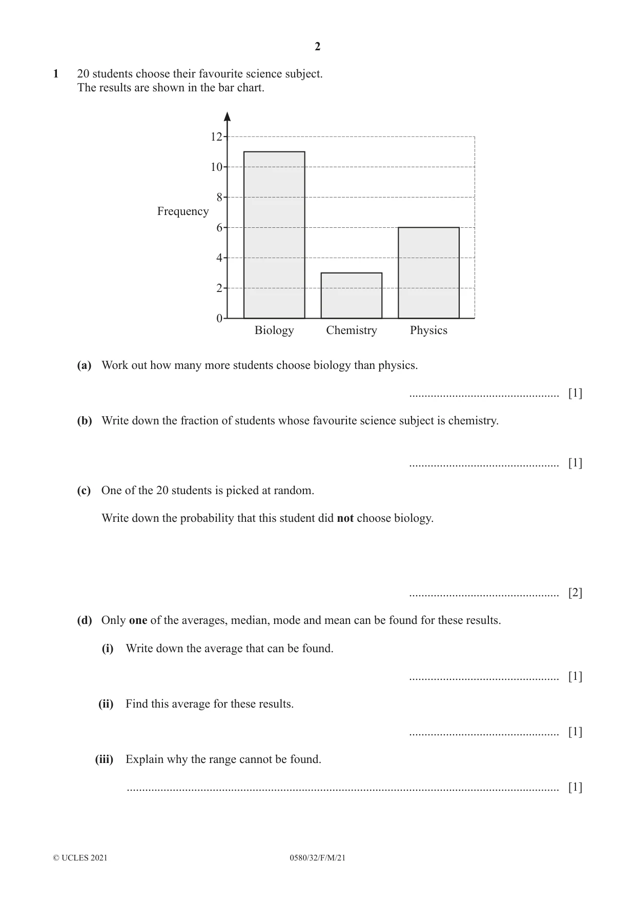 Cambridge IGCSE Mathematics 0580 2021 Feb/March Paper 3 · Variant 2 question paper, page 2 of 20