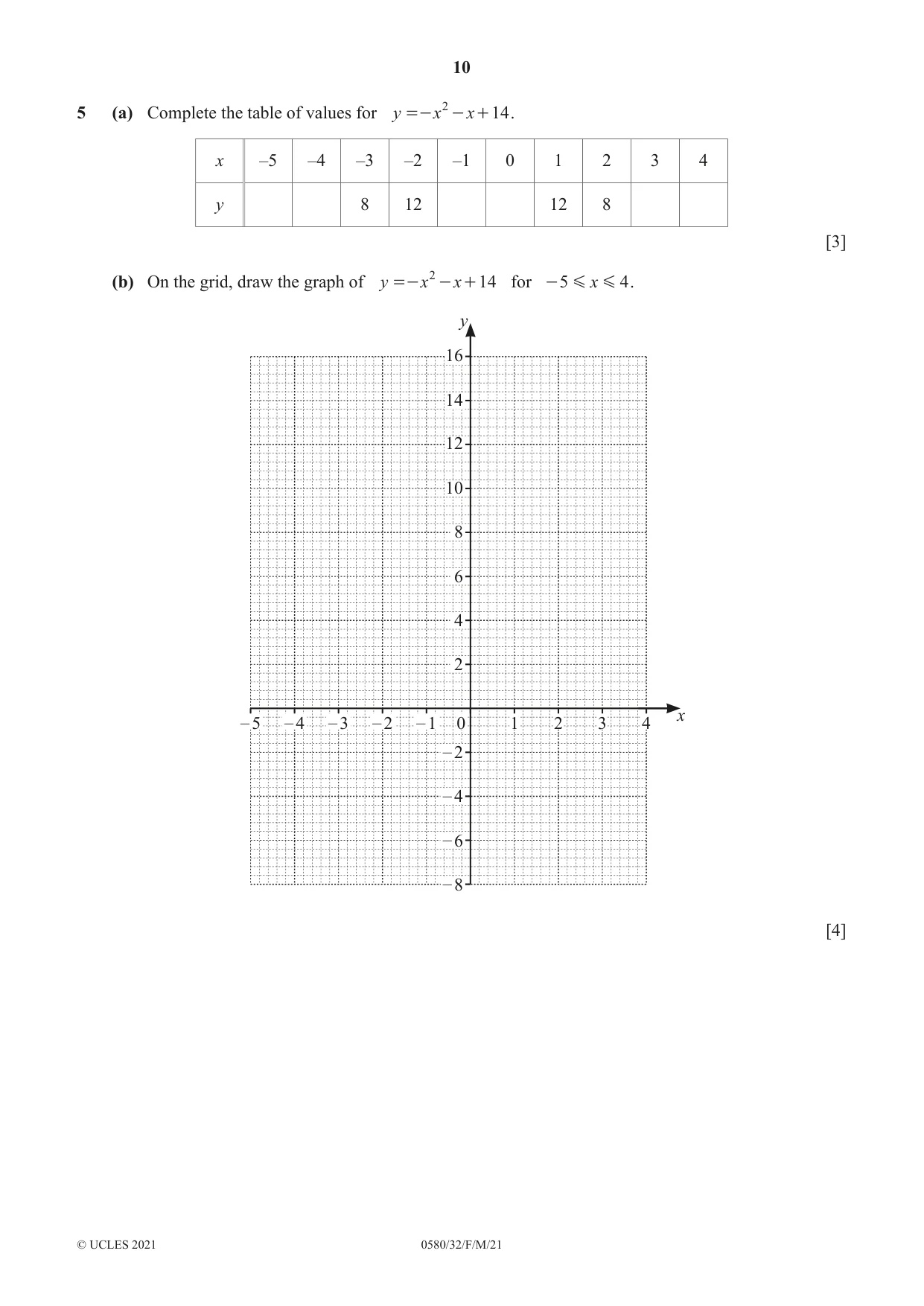 Cambridge IGCSE Mathematics 0580 2021 Feb/March Paper 3 · Variant 2 question paper, page 10 of 20
