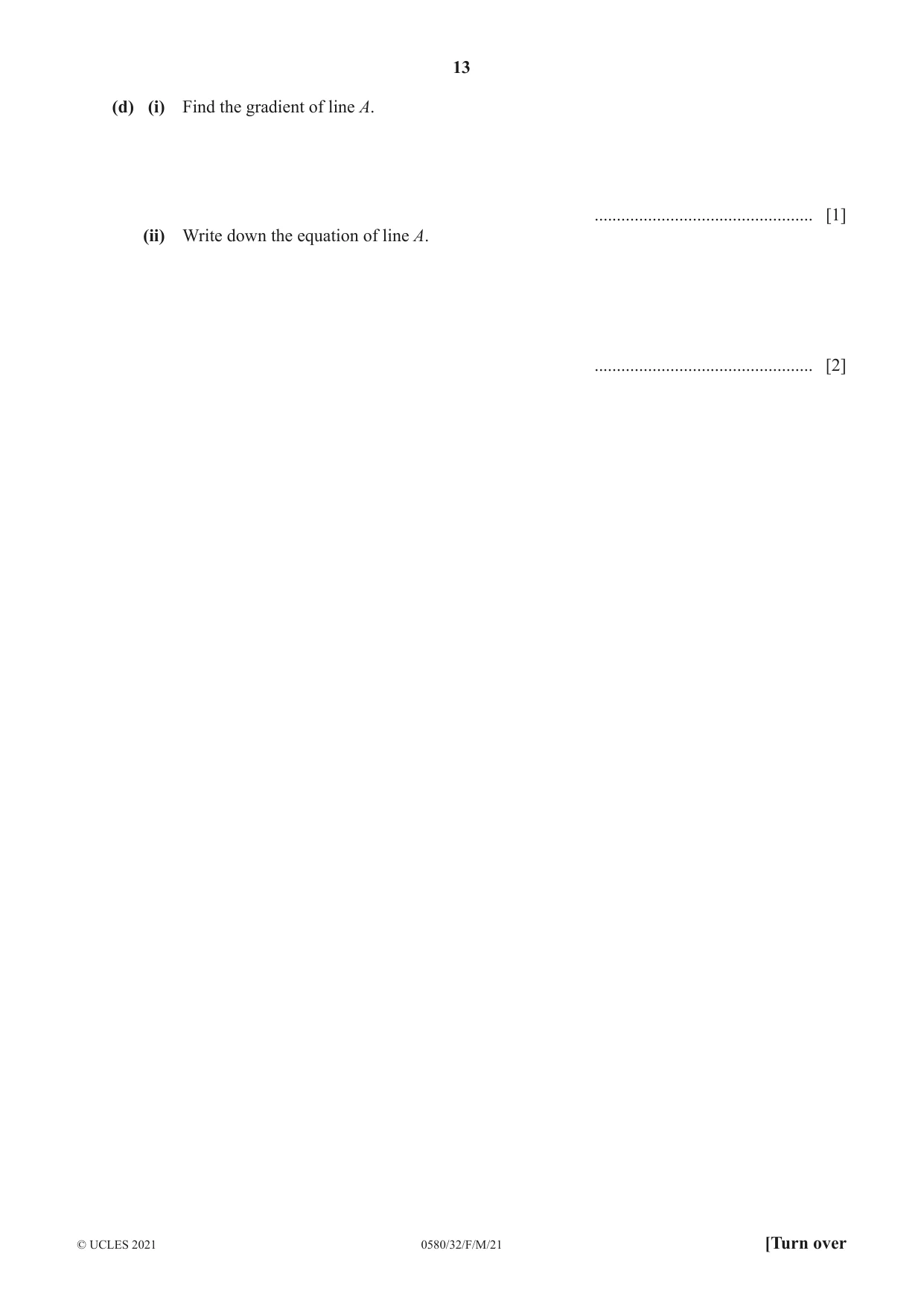 Cambridge IGCSE Mathematics 0580 2021 Feb/March Paper 3 · Variant 2 question paper, page 13 of 20