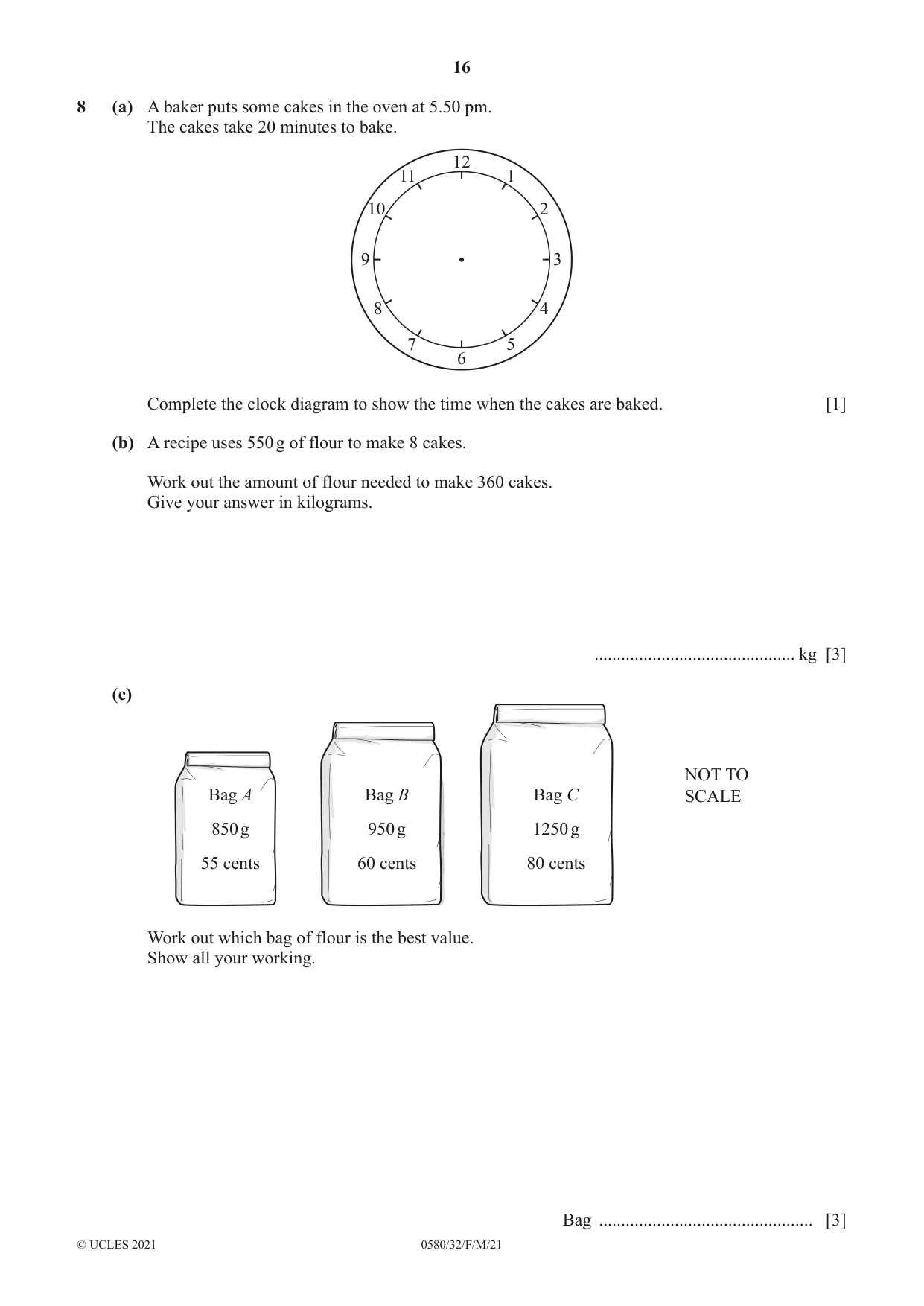 Cambridge IGCSE Mathematics 0580 2021 Feb/March Paper 3 · Variant 2 question paper, page 16 of 20