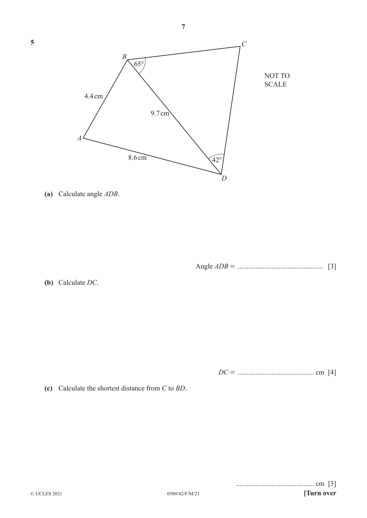 Cambridge IGCSE Mathematics 0580 2021 Feb/March Paper 4 · Variant 2 question paper, page 7 of 20
