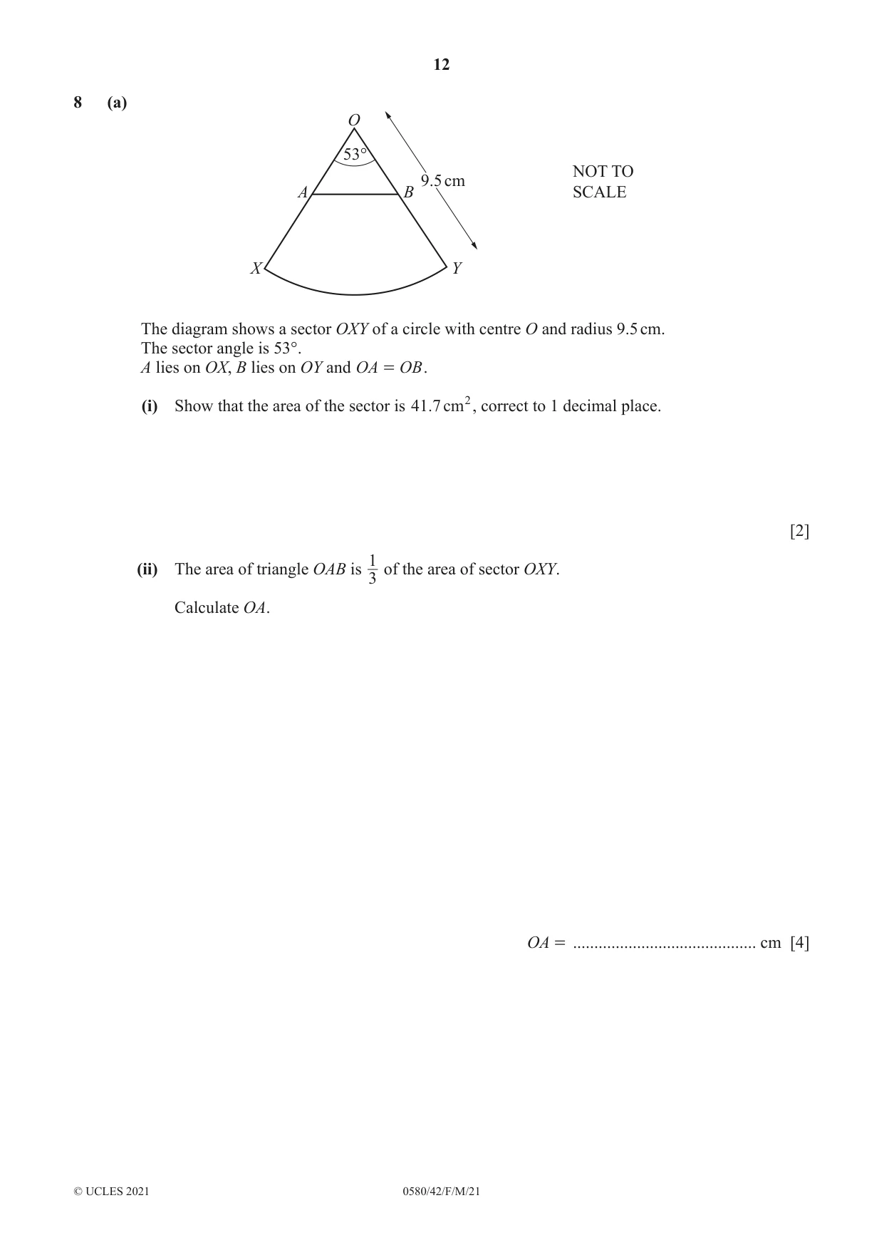 Cambridge IGCSE Mathematics 0580 2021 Feb/March Paper 4 · Variant 2 question paper, page 12 of 20