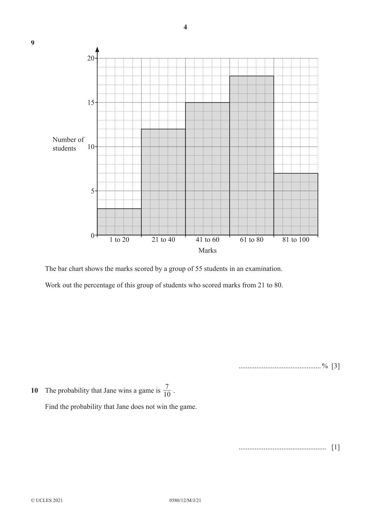 Cambridge IGCSE Mathematics 0580 2021 May/June Paper 1 · Variant 2 question paper, page 4 of 12